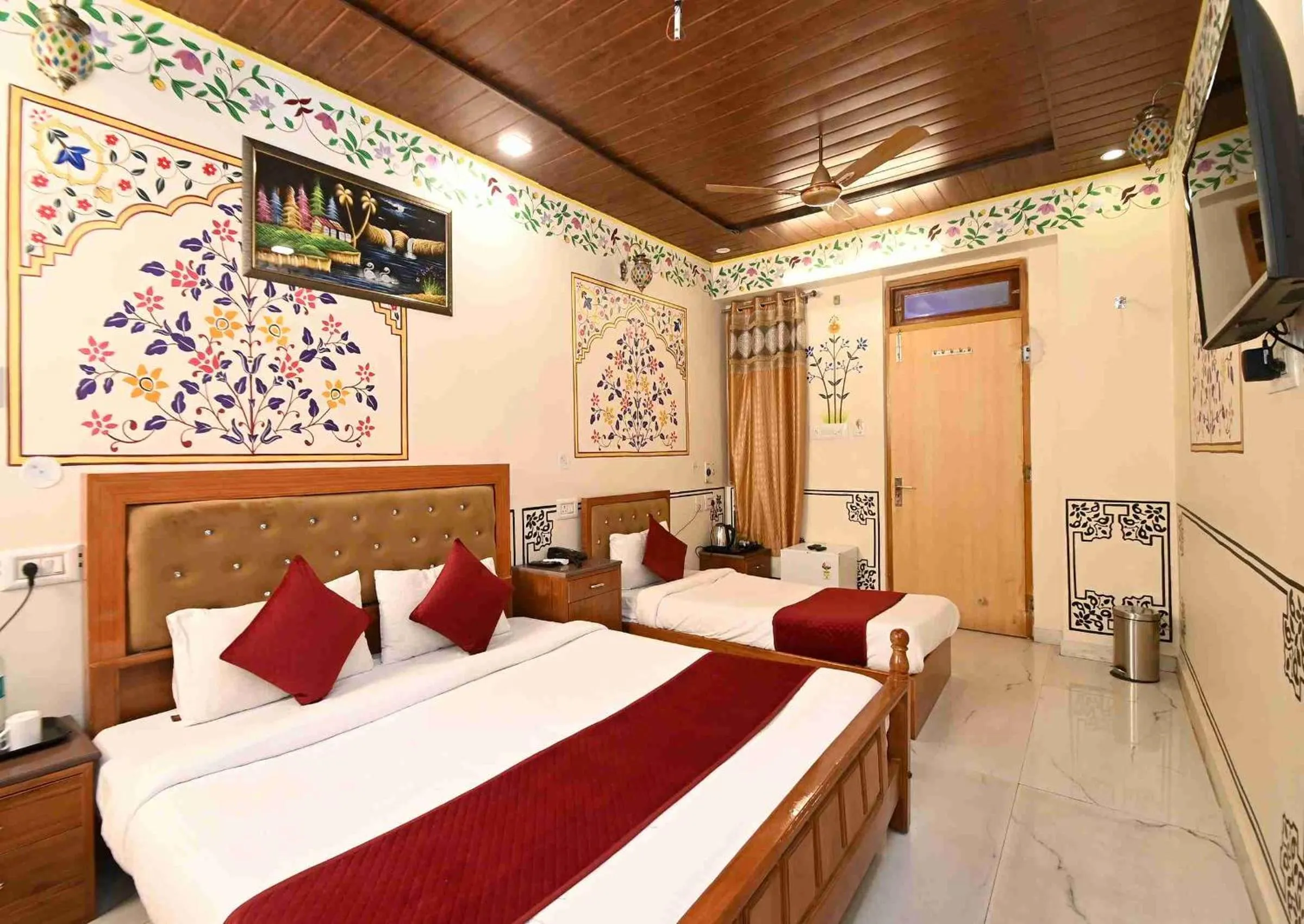 Bed in Virasat Mahal Heritage Hotel-Jaipur City Center