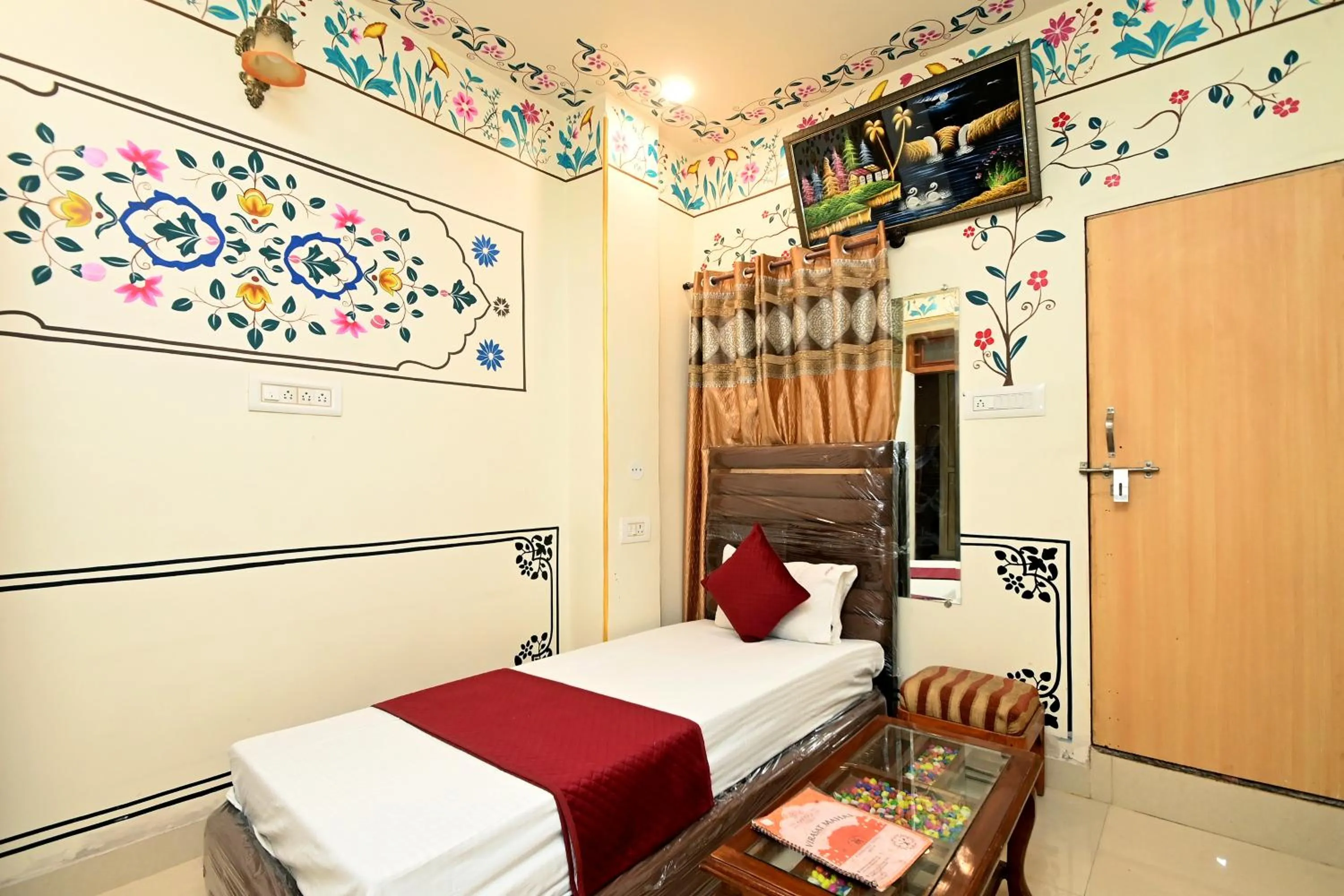 Bed in Virasat Mahal Heritage Hotel-Jaipur City Center