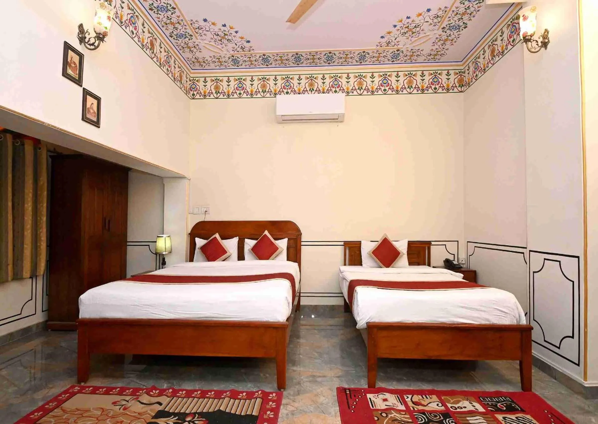 Bed in Virasat Mahal Heritage Hotel-Jaipur City Center