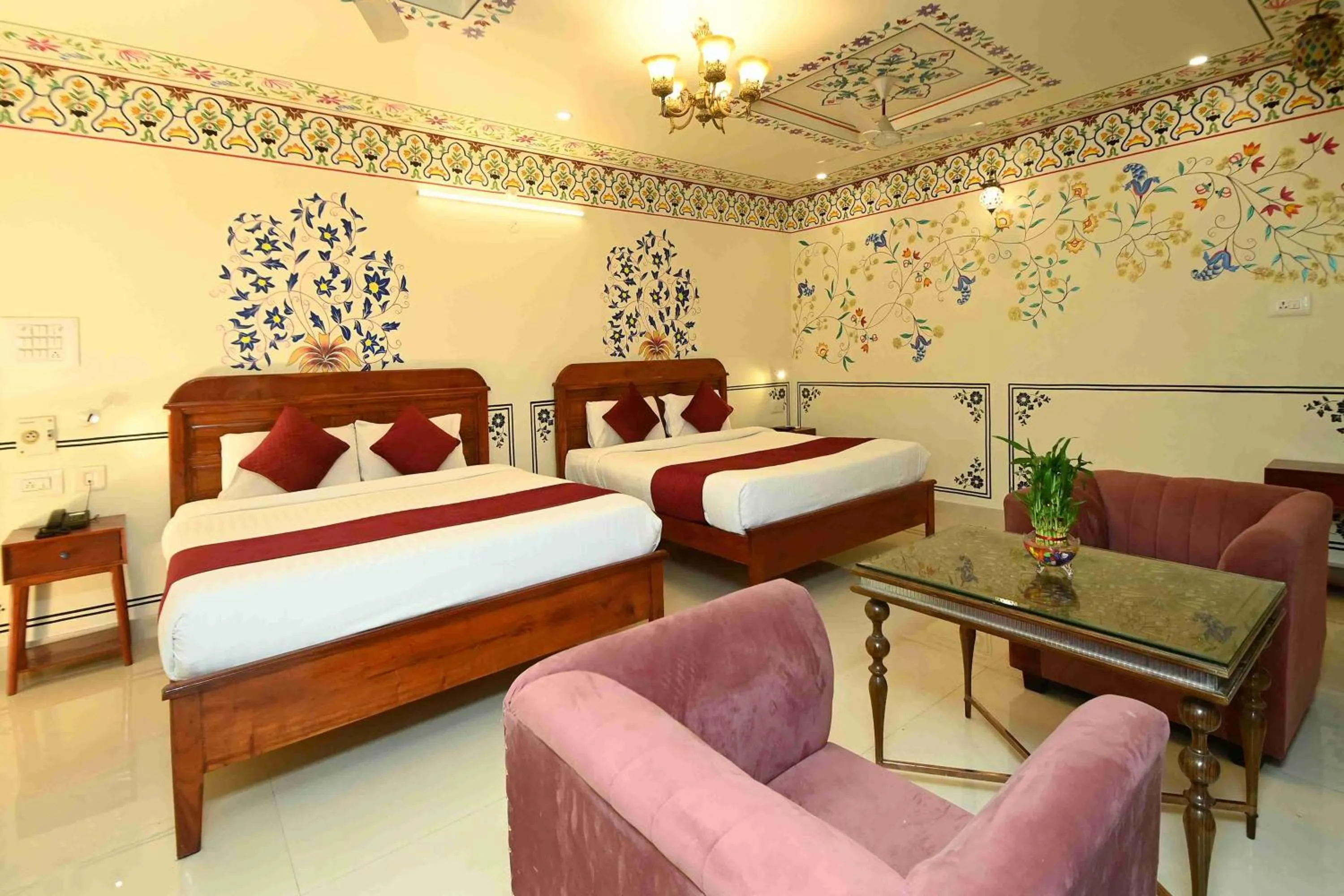 Bed in Virasat Mahal Heritage Hotel-Jaipur City Center