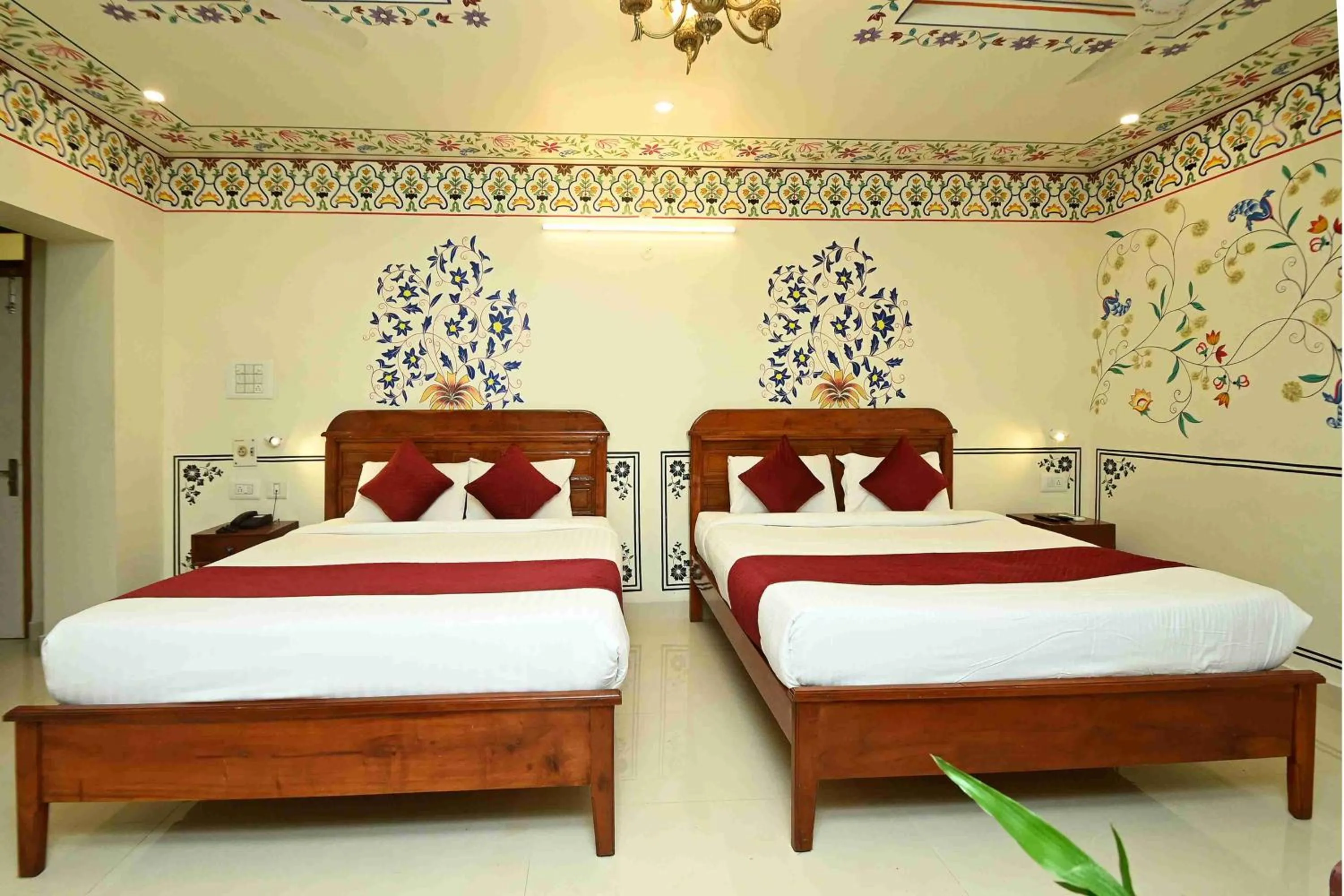 Bed in Virasat Mahal Heritage Hotel-Jaipur City Center