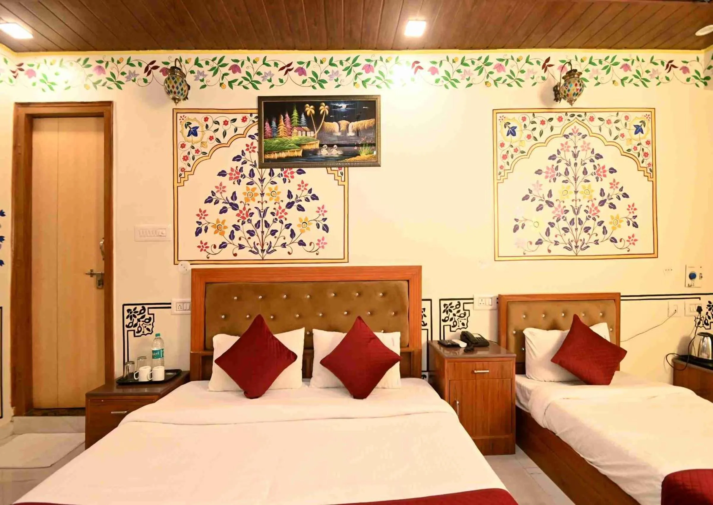 Bed in Virasat Mahal Heritage Hotel-Jaipur City Center