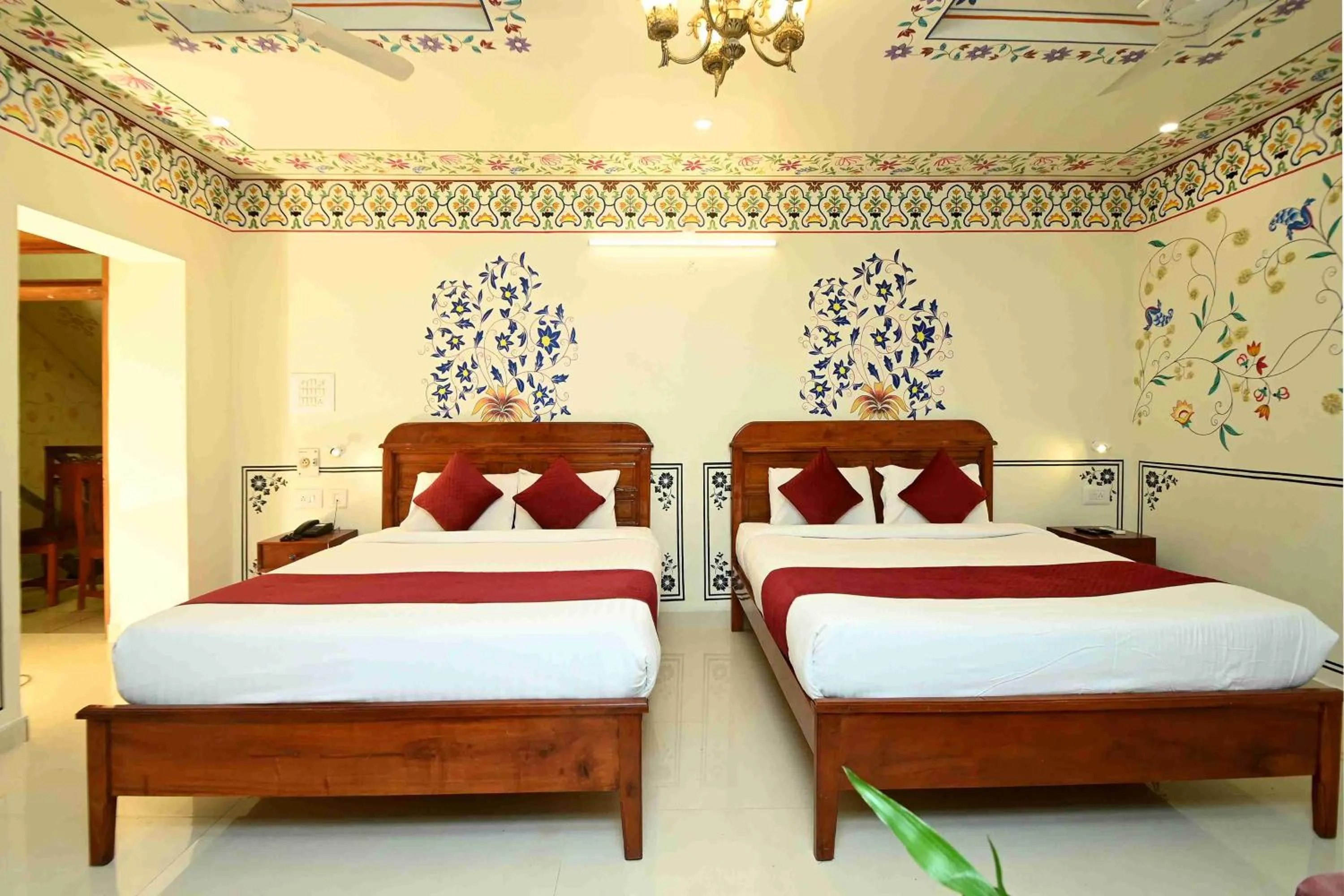 Bed in Virasat Mahal Heritage Hotel-Jaipur City Center