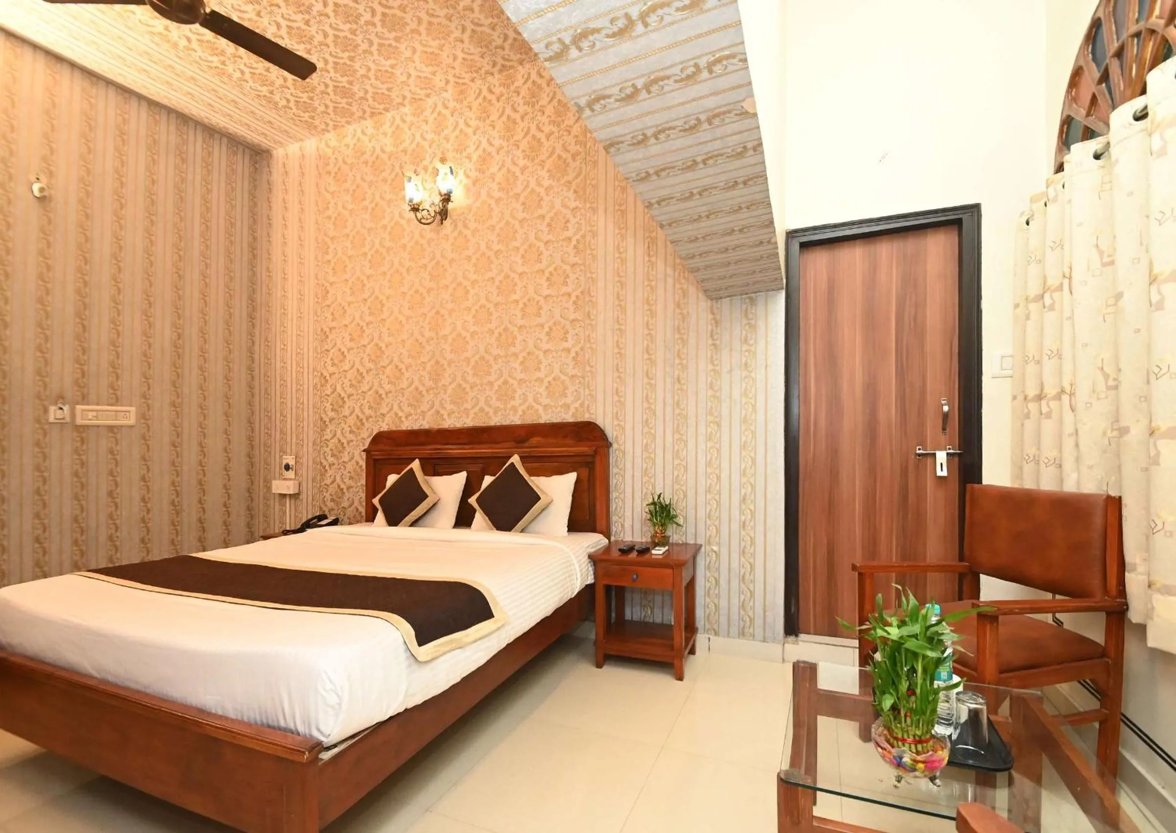 Bed in Virasat Mahal Heritage Hotel-Jaipur City Center