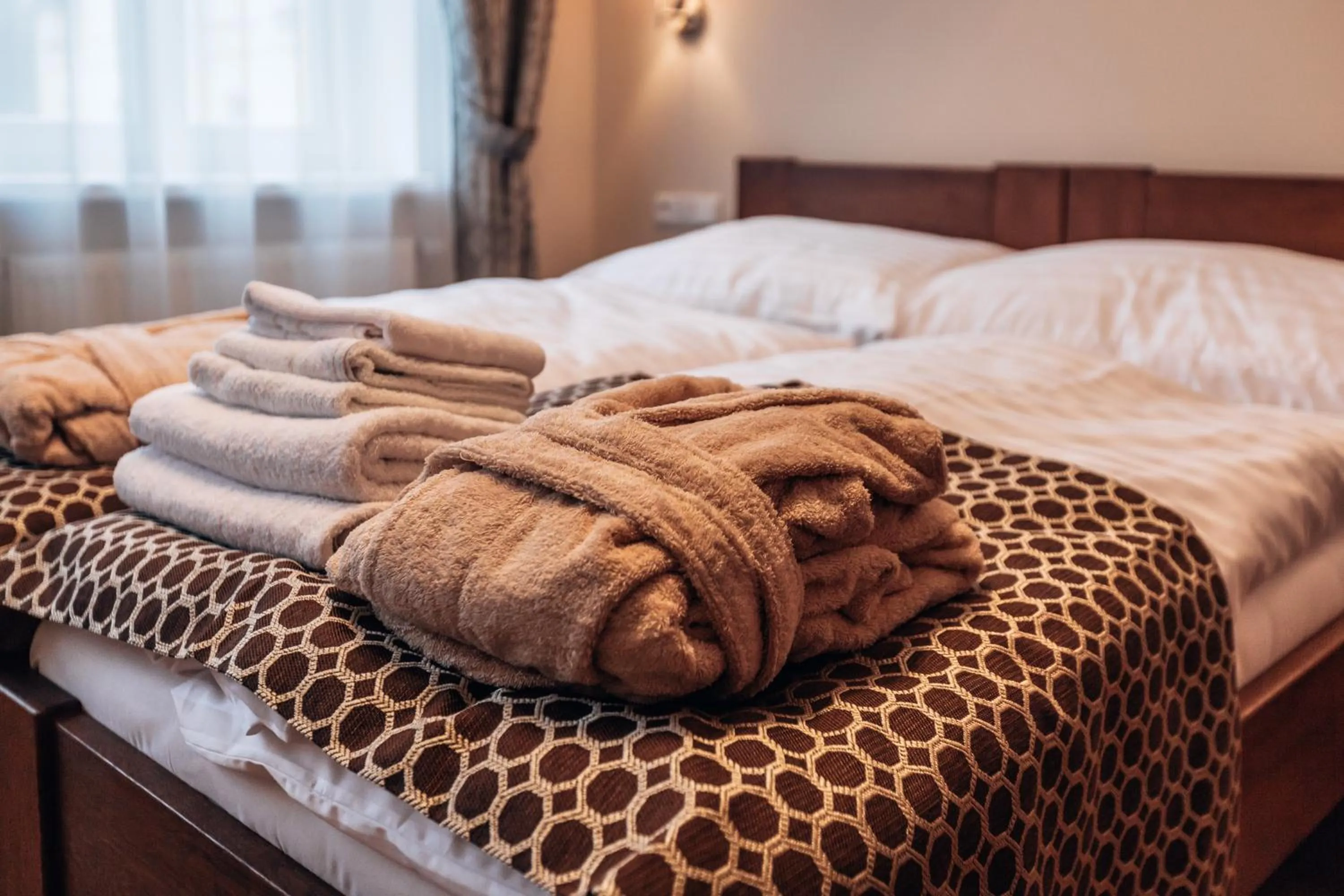 towels, Bed in Star Hotel
