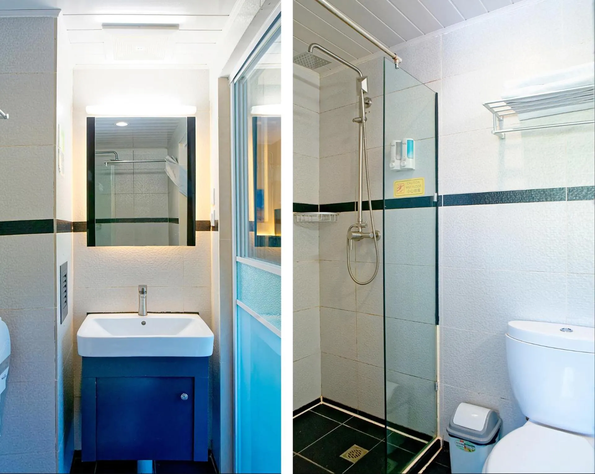 Bathroom in Kunming Upland International Youth Hostel near the city center ,2 mins walk to the subway, 2 mins walk to the Green Lake, Close to Yuan tong Temple, Old street, Yunnan University, English-speaking service convenient payment and visa cards are accepted