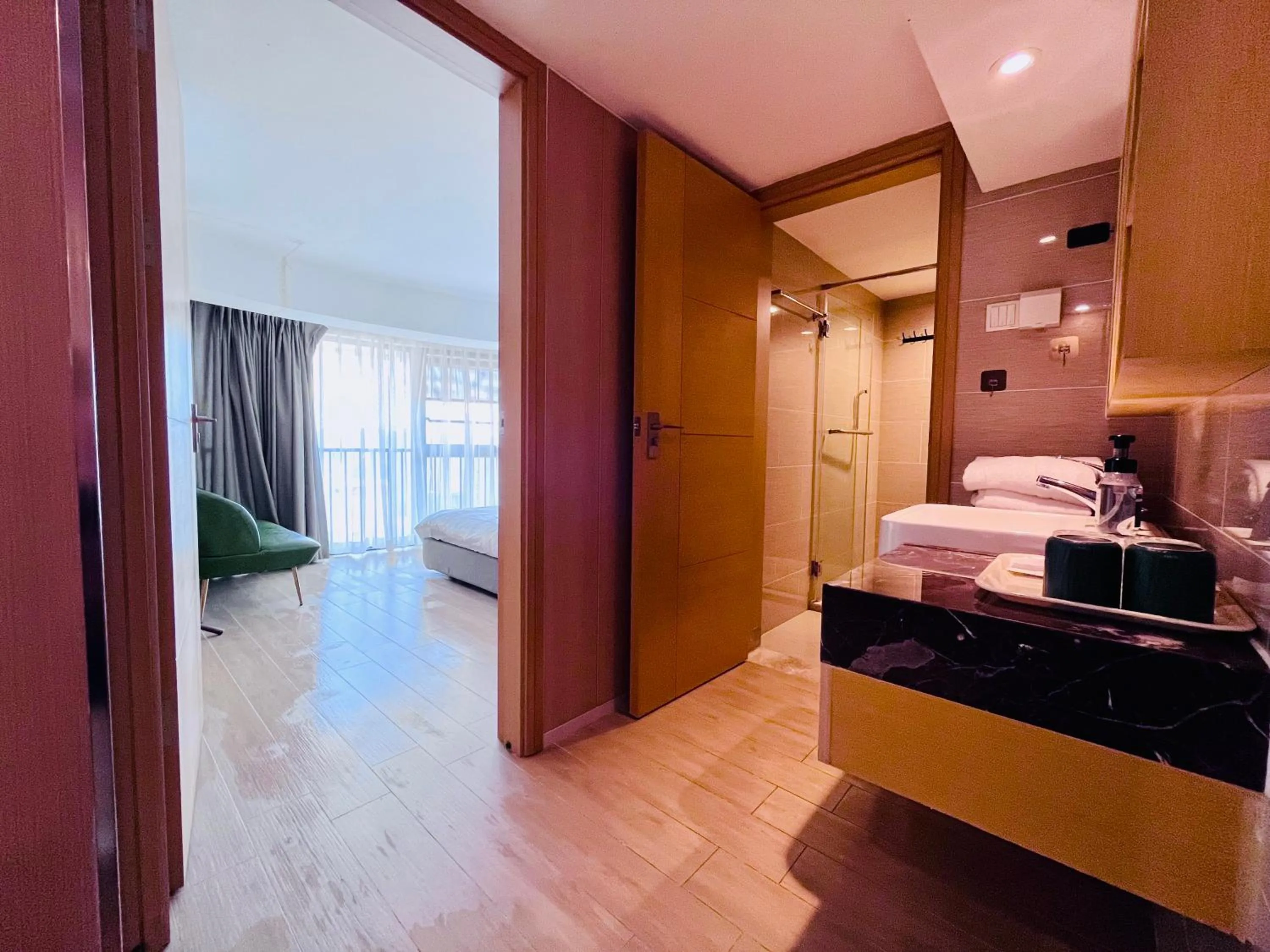 Bedroom, Bed in Neal Yat Seaview Apartment Haitang Bay Sanya