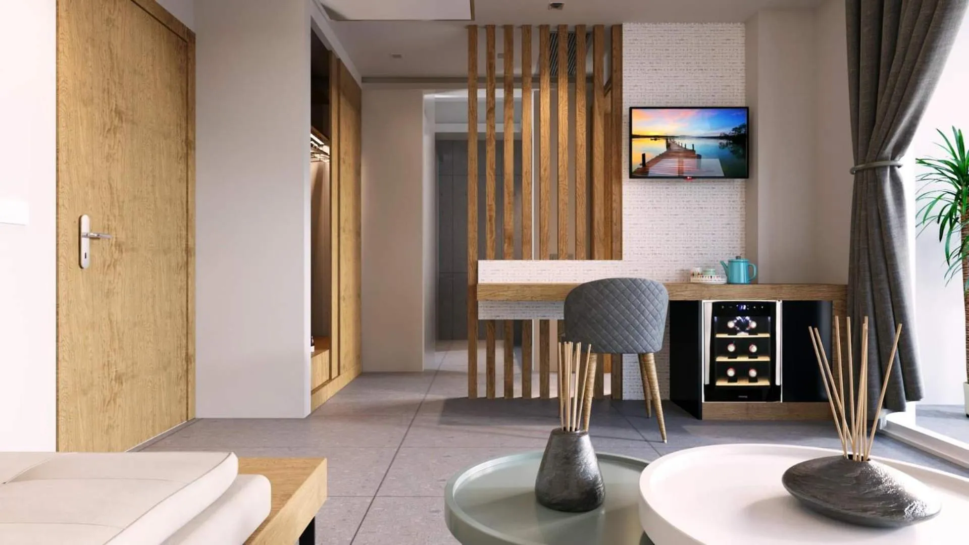 Dining area, Bed in Colonides Beach Hotel