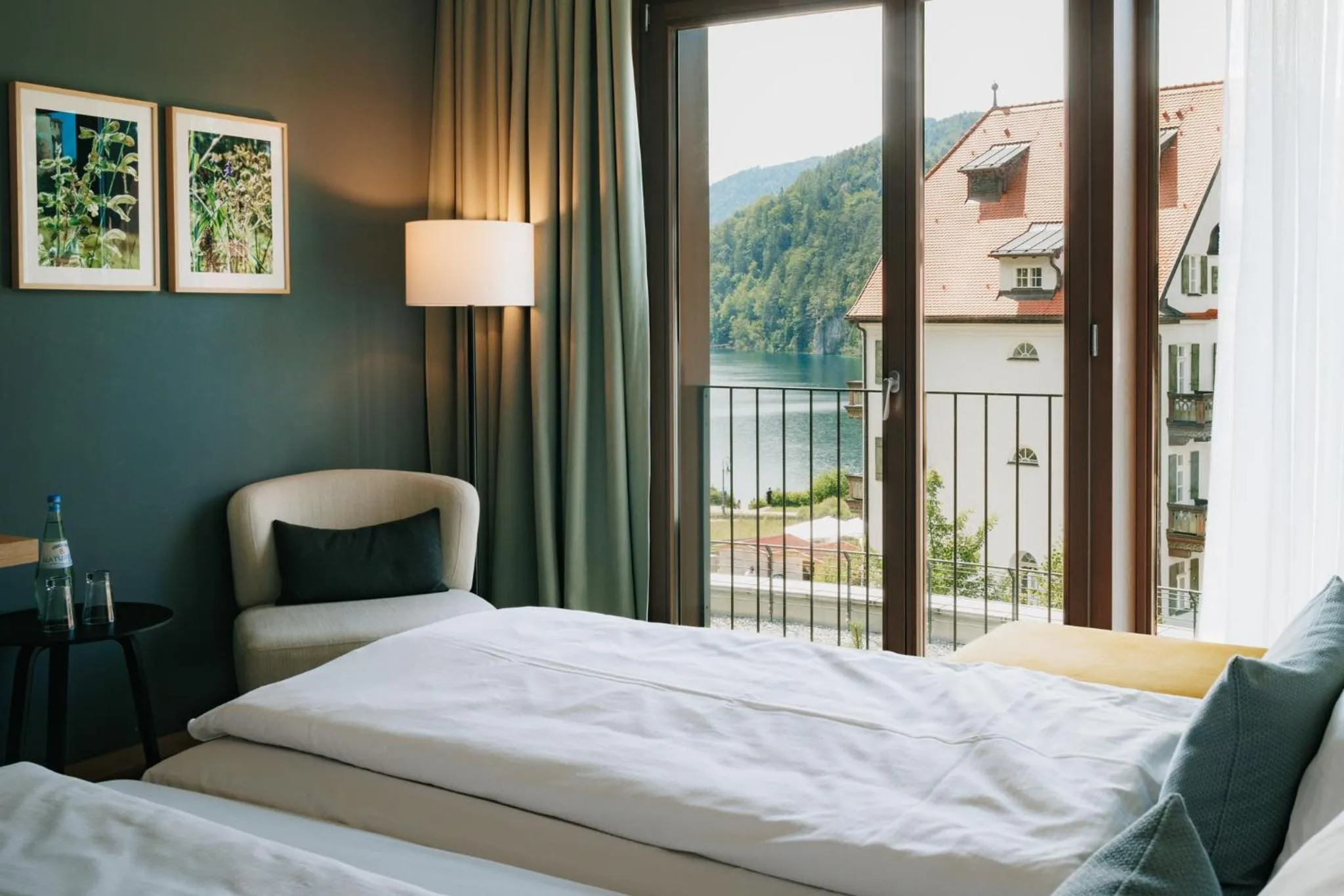 View (from property/room), Bed in AMERON Neuschwanstein Alpsee Resort & Spa