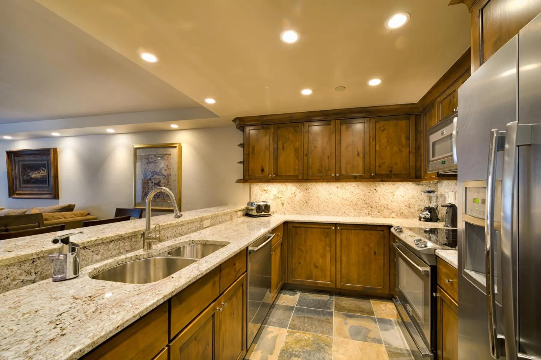 Kitchen or kitchenette in Vail's Mountain Haus at the Covered Bridge