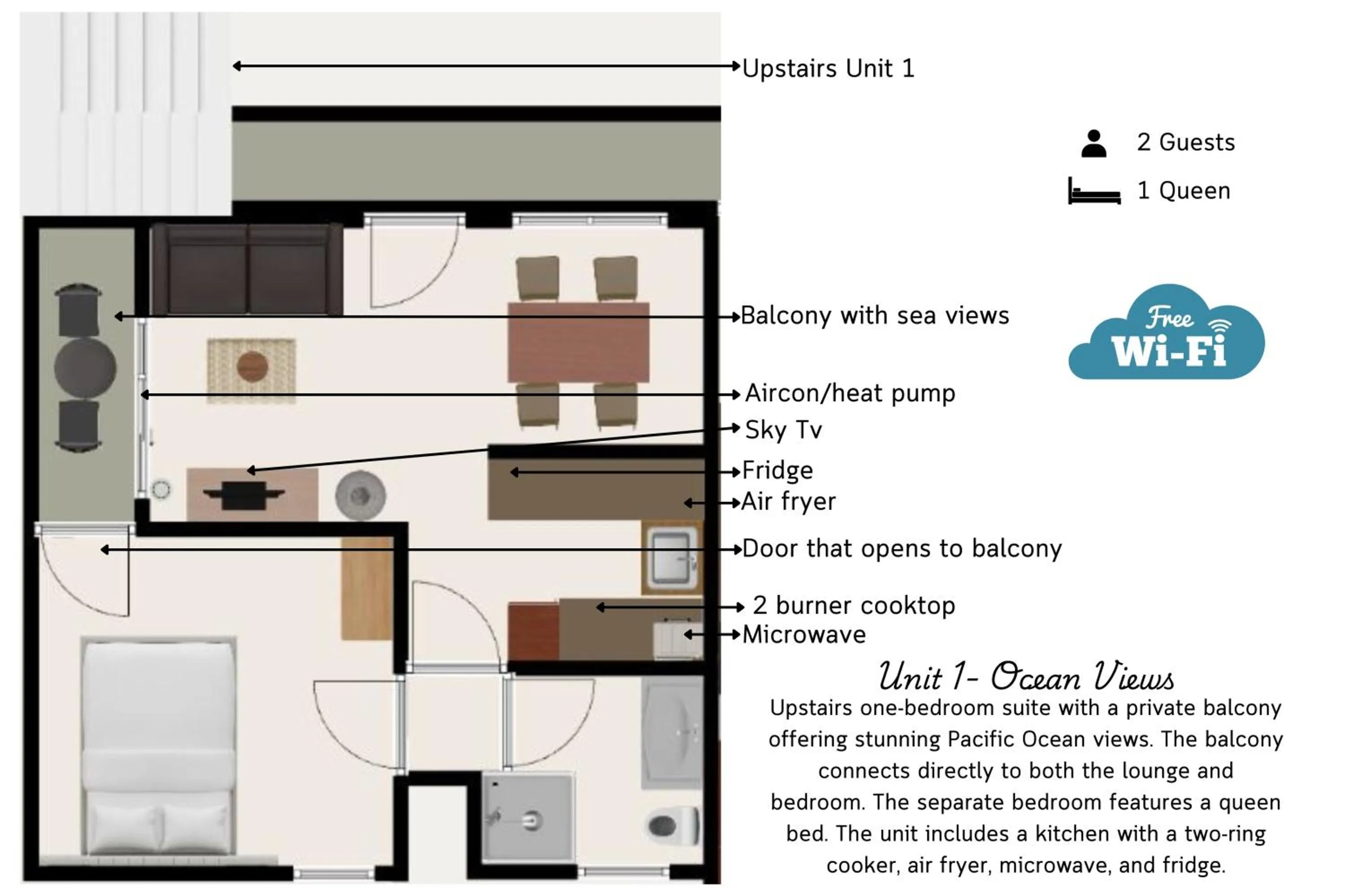 Floor plan in Waikanae Beach Motel