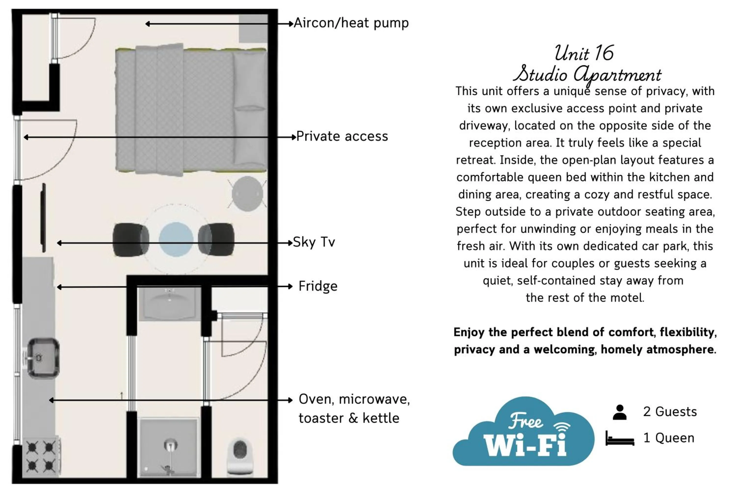 Floor plan in Waikanae Beach Motel