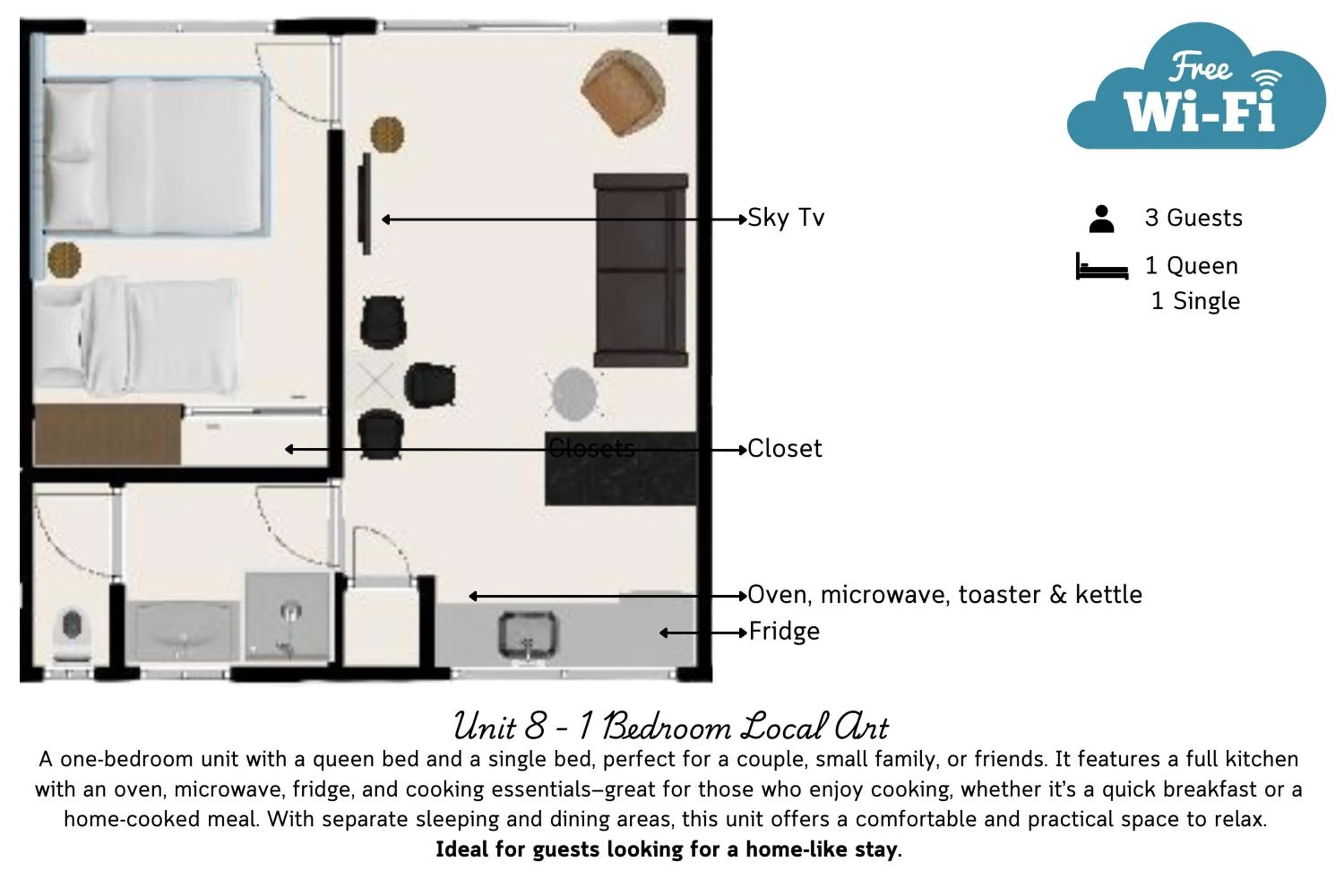 Floor plan in Waikanae Beach Motel