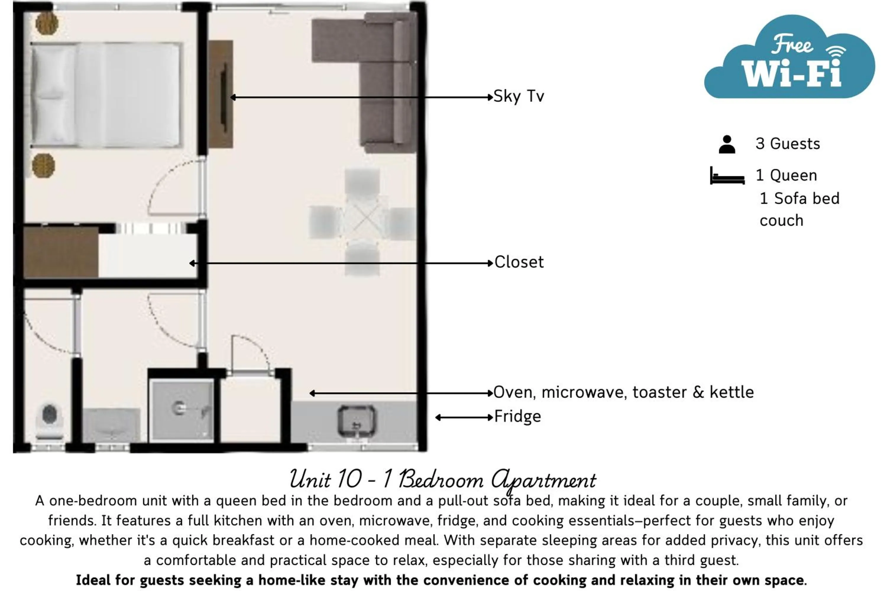 Floor plan in Waikanae Beach Motel