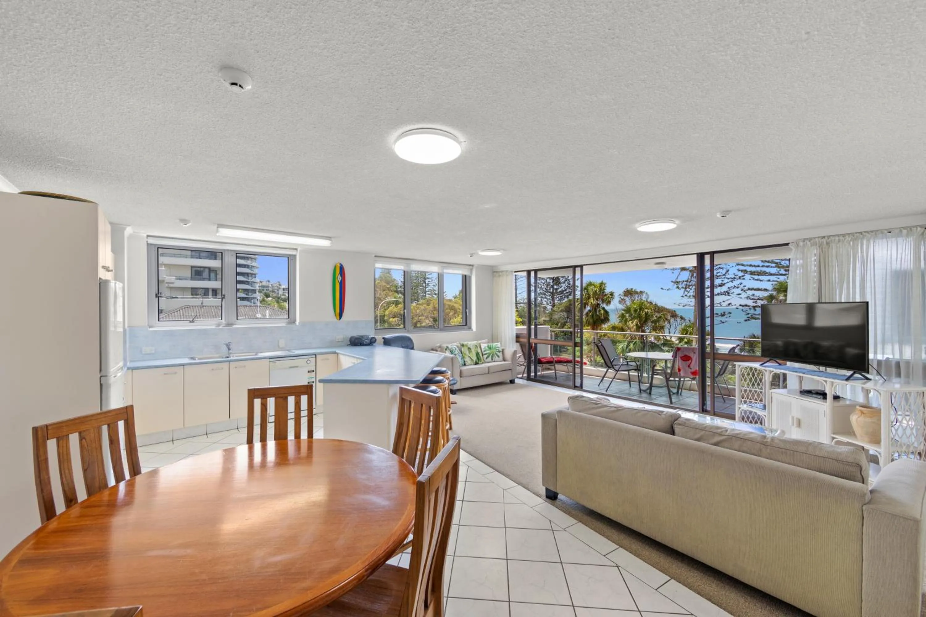 Living room in Northwind Beachfront Apartments