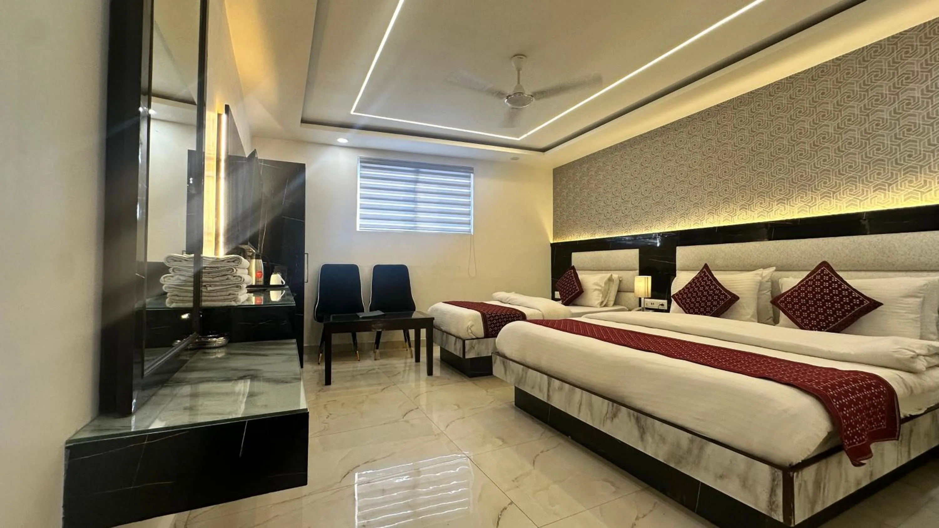 Photo of the whole room, Bed in Hotel Krishna Deluxe-By RCG Hotels