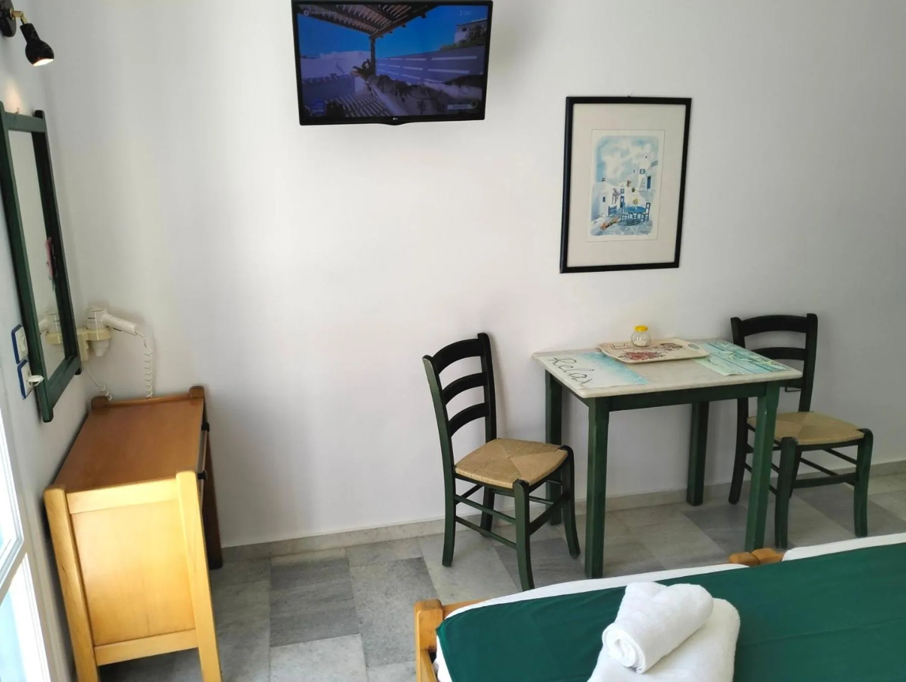 TV and multimedia in Nostos Studios at Saint George beach Agios Georgios Chora Naxos town