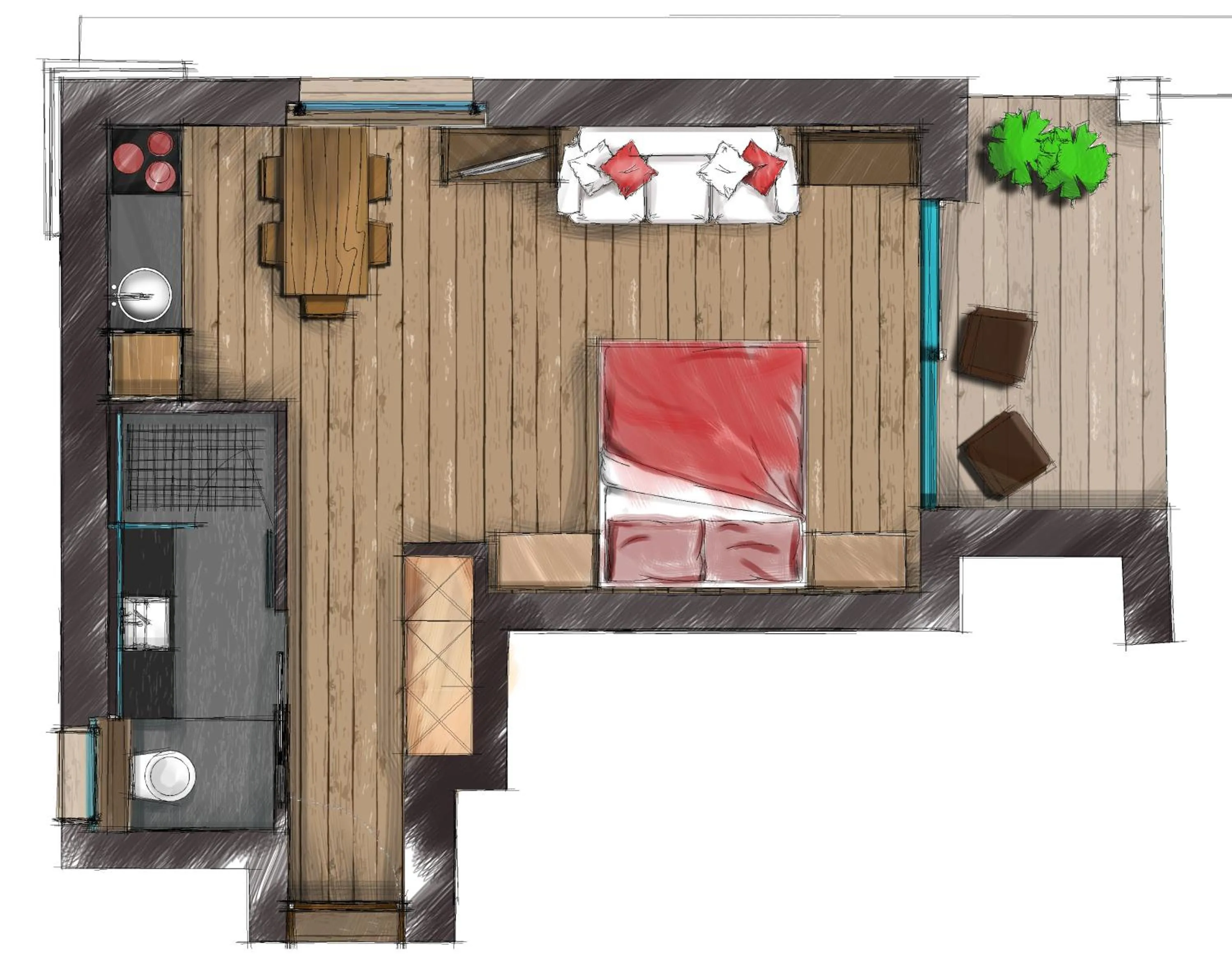 Floor plan in Hotelino Petit Chalet