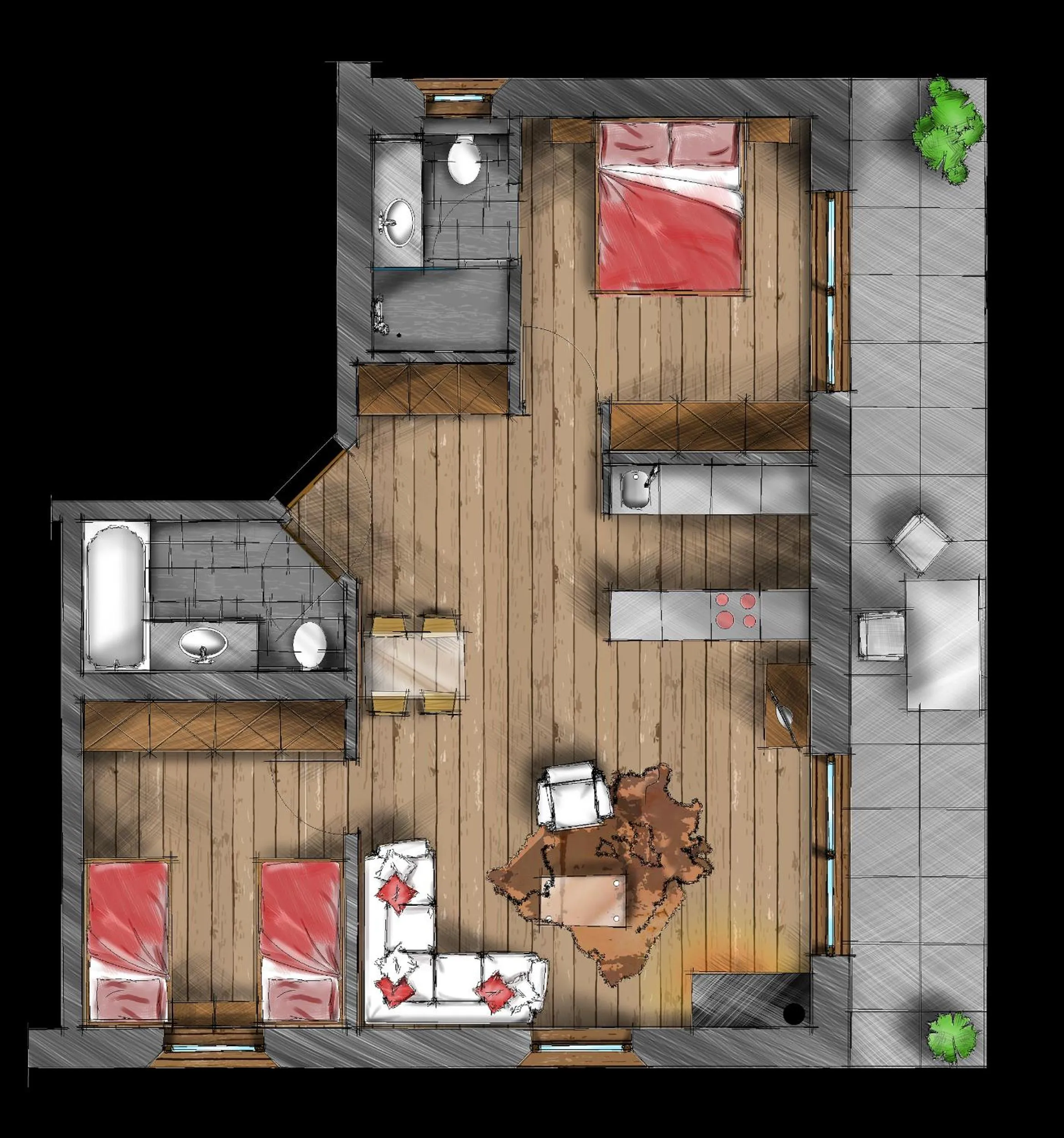 Floor plan in Hotelino Petit Chalet