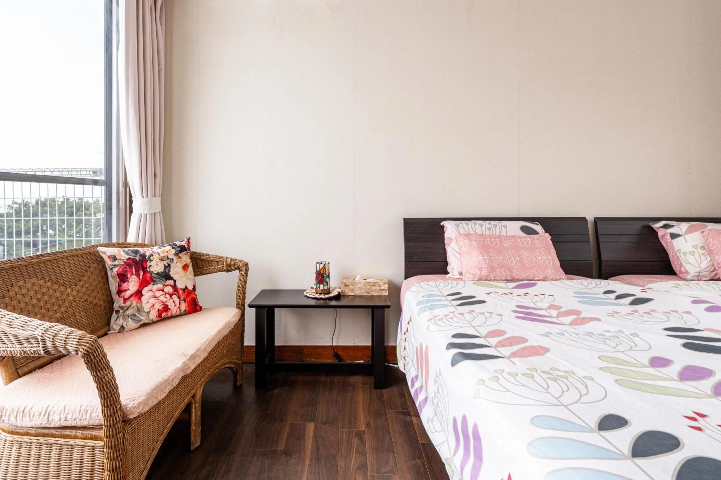 Bedroom, Bed in Beach House Yomitan