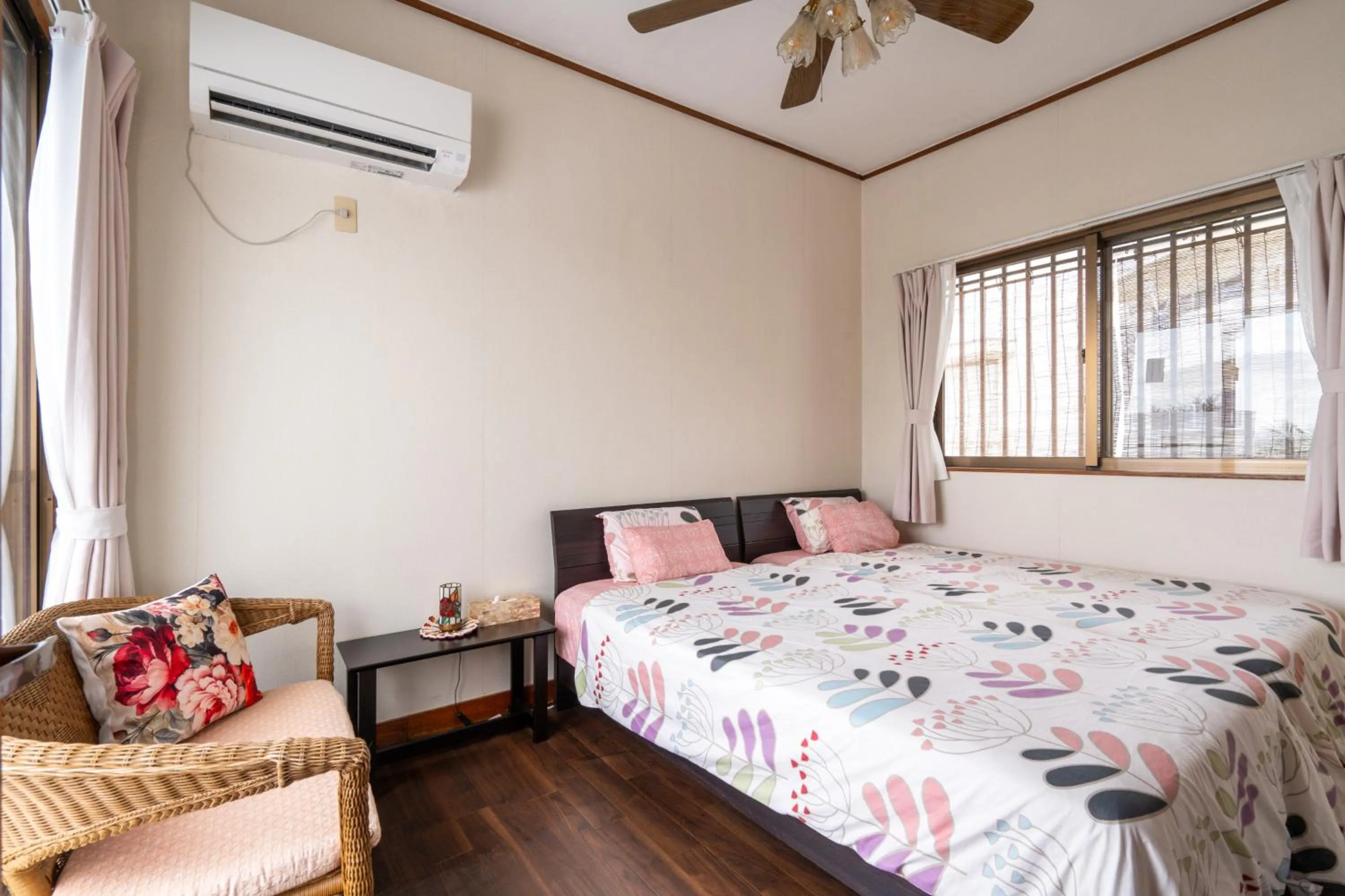 Bedroom, Bed in Beach House Yomitan