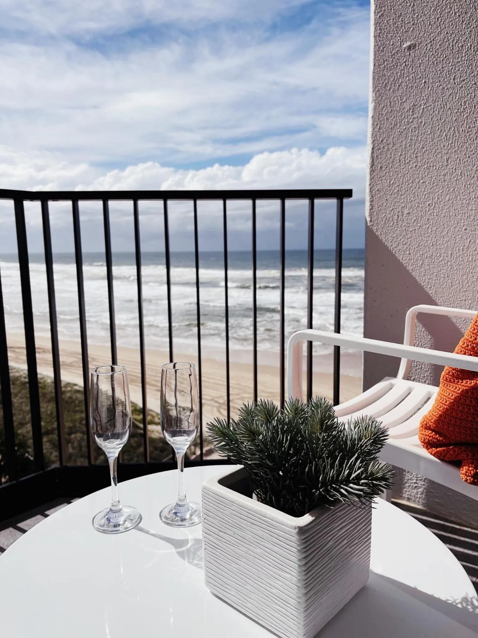 Patio in Golden Sands on the Beach - Absolute Beachfront Apartments