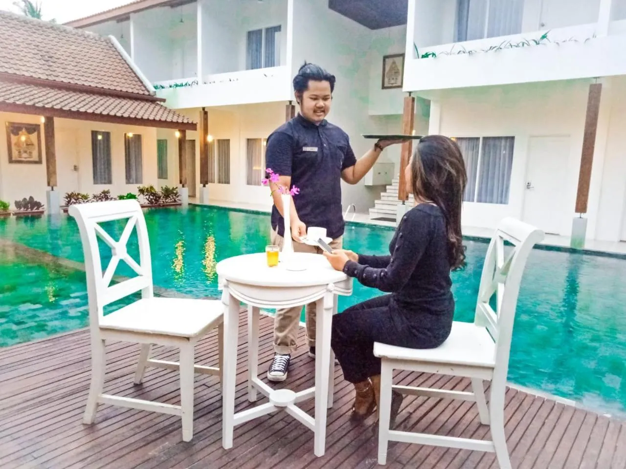 Pool view in Sinom Borobudur Heritage Hotel
