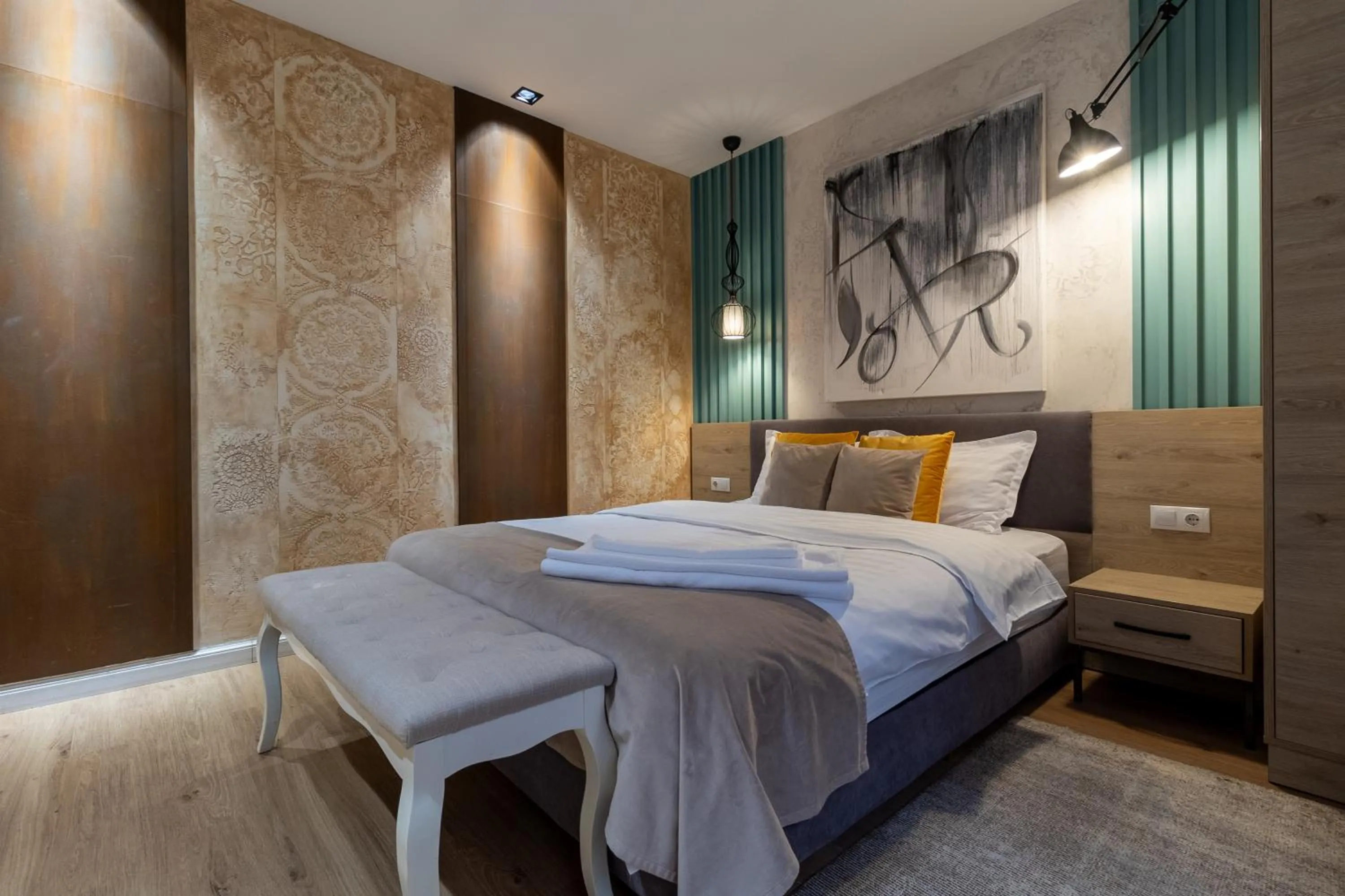 Photo of the whole room, Bed in Lumiere House Sibiu