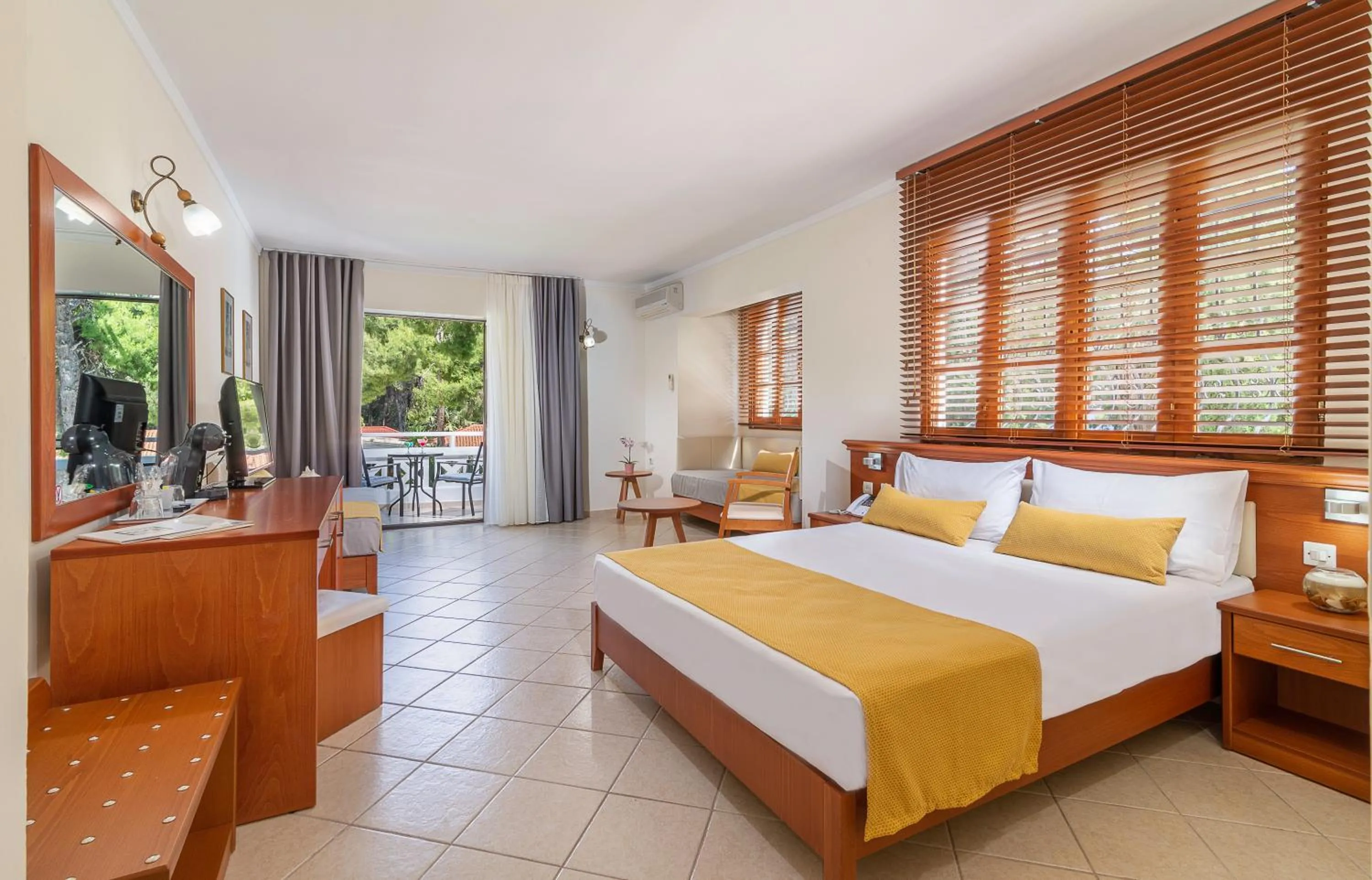 Bed in Porfi Beach Hotel