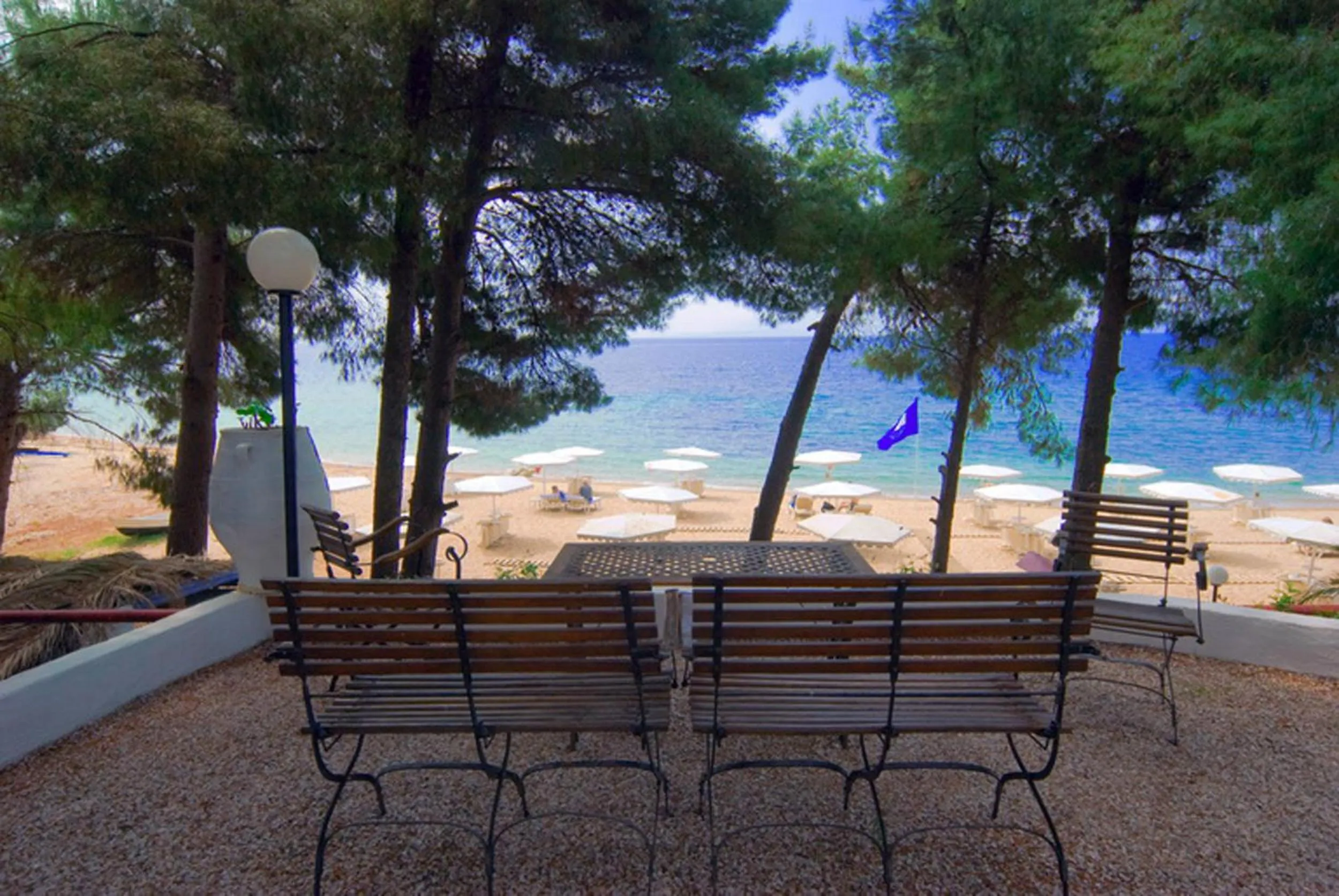 Patio in Porfi Beach Hotel