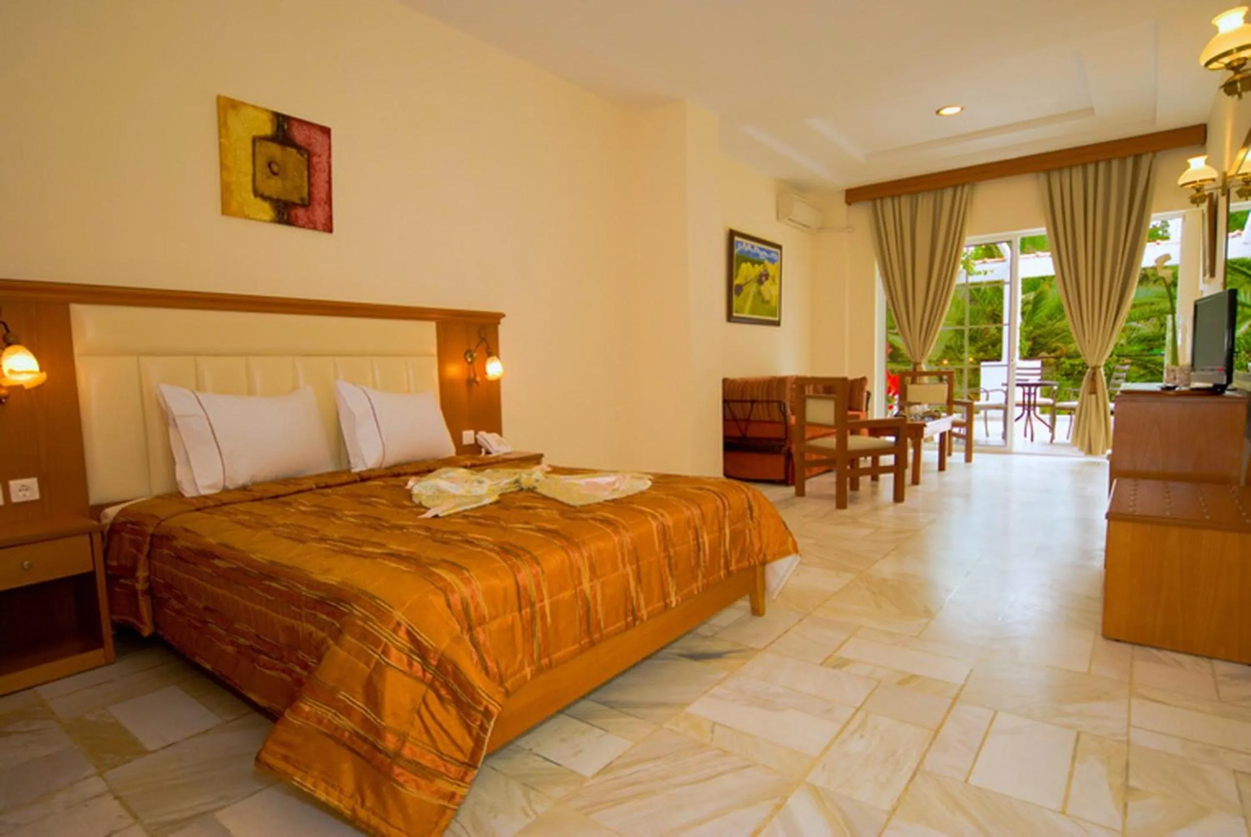 Bedroom, Bed in Porfi Beach Hotel