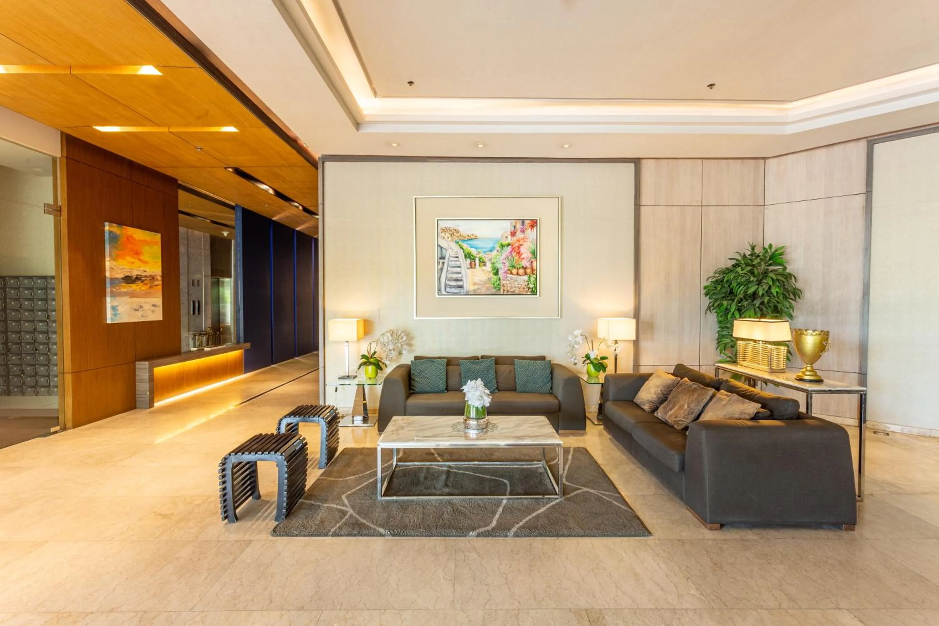 Lobby or reception in Santorini Hotel