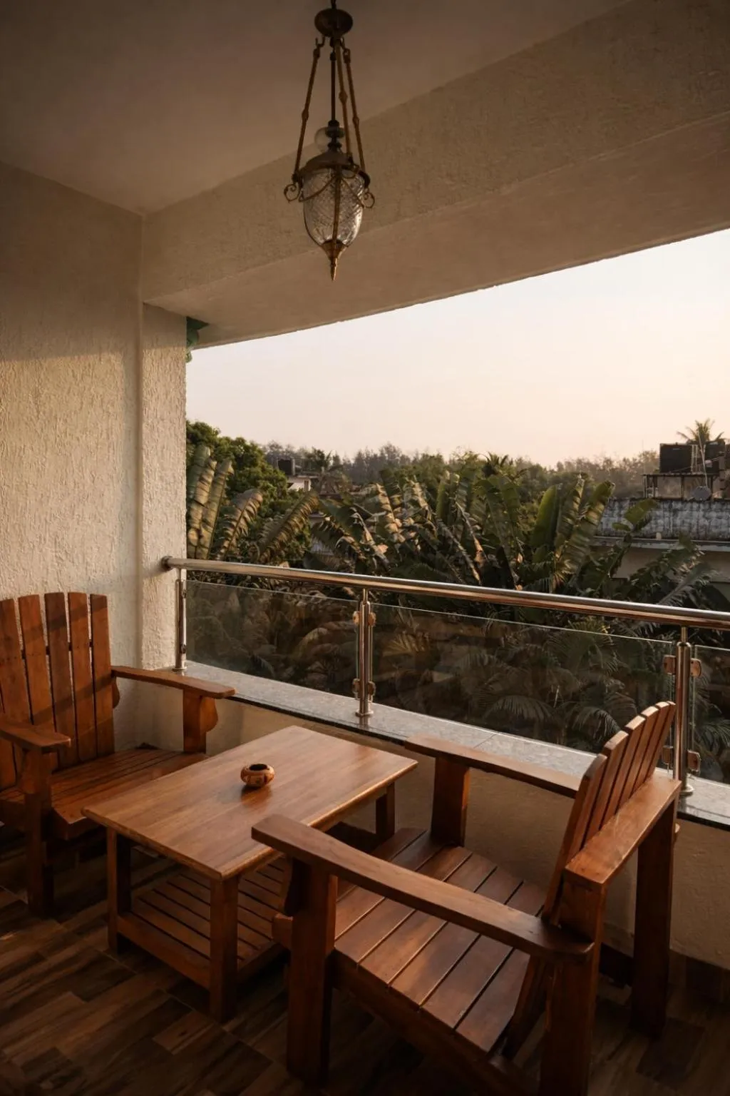 Balcony/Terrace in Tridiva Morjim 150 Meters to Morjim Beach