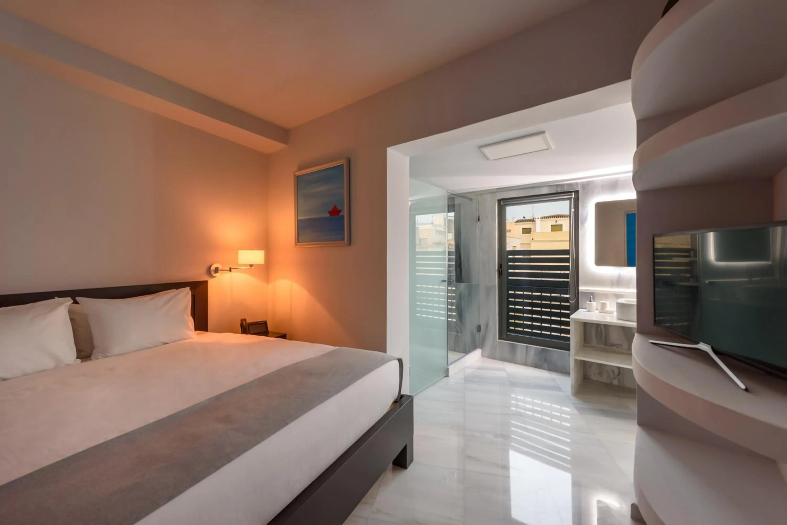 Bathroom, Bed in Fos Residential Apartments