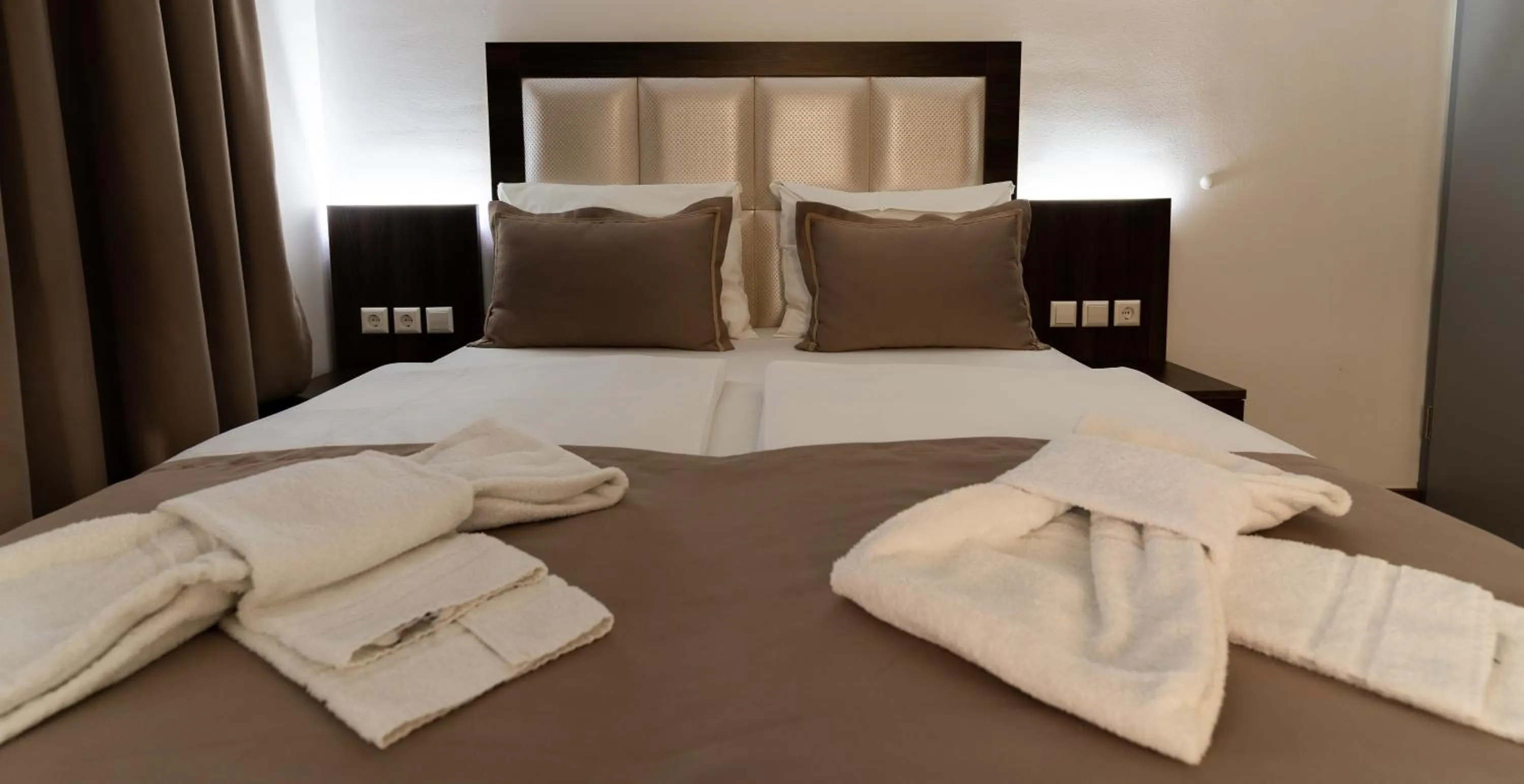 Bed in Hotel Myrsini