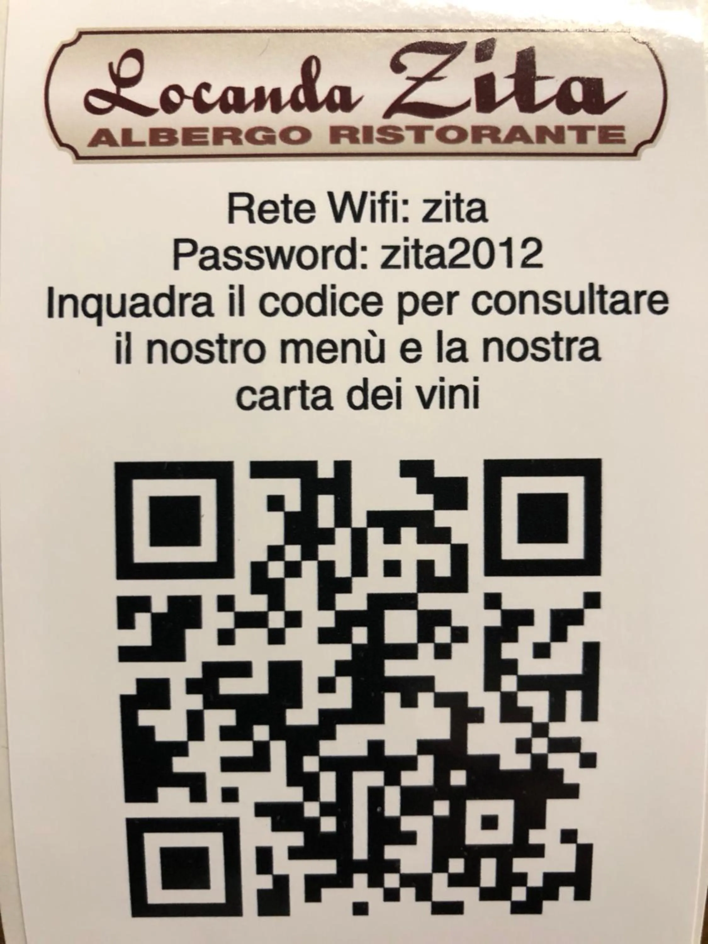 Logo/Certificate/Sign in Locanda Zita