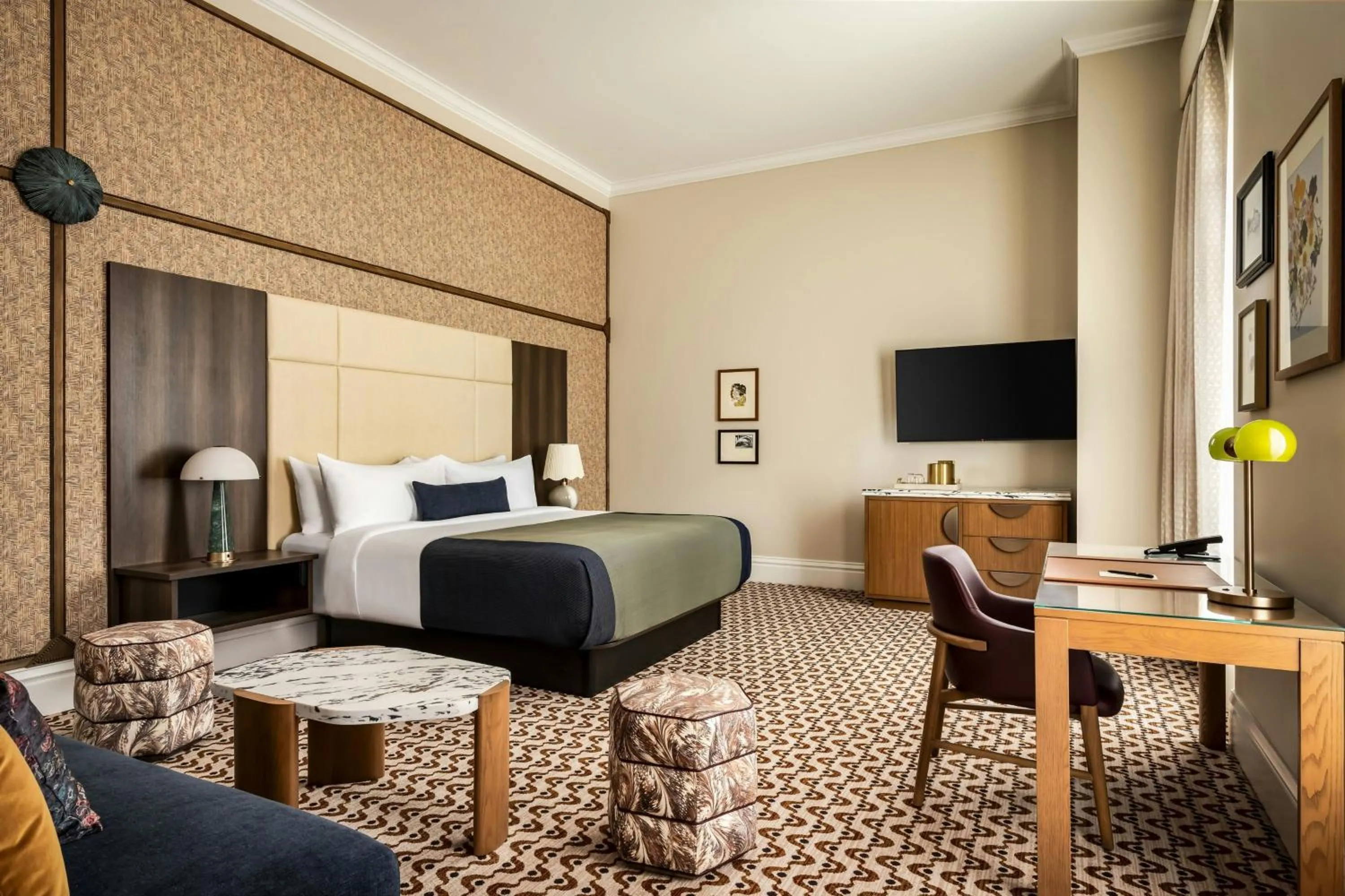 Photo of the whole room, Bed in The Louie, A Davenport Hotel, Autograph Collection