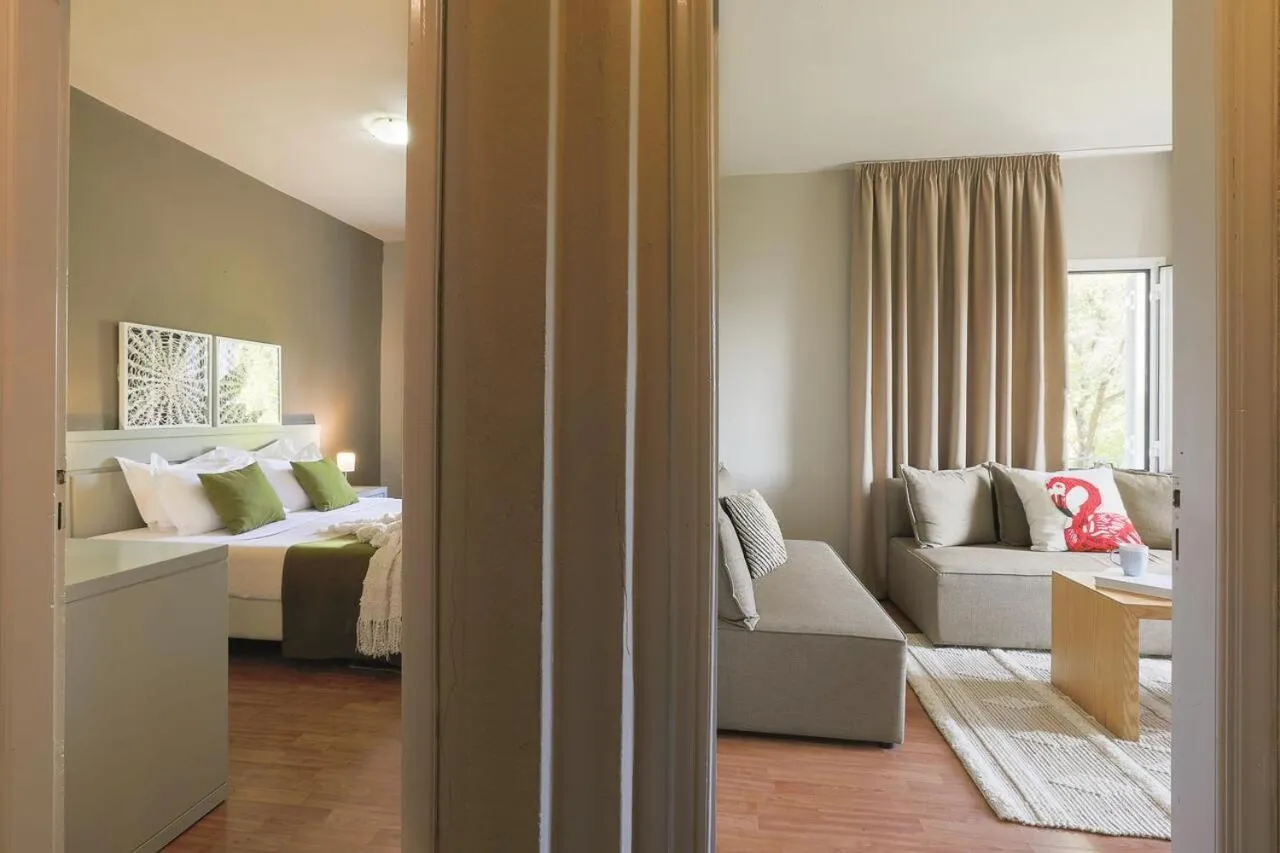 Seating area, Bed in Nimfi Hotel, Skiathos