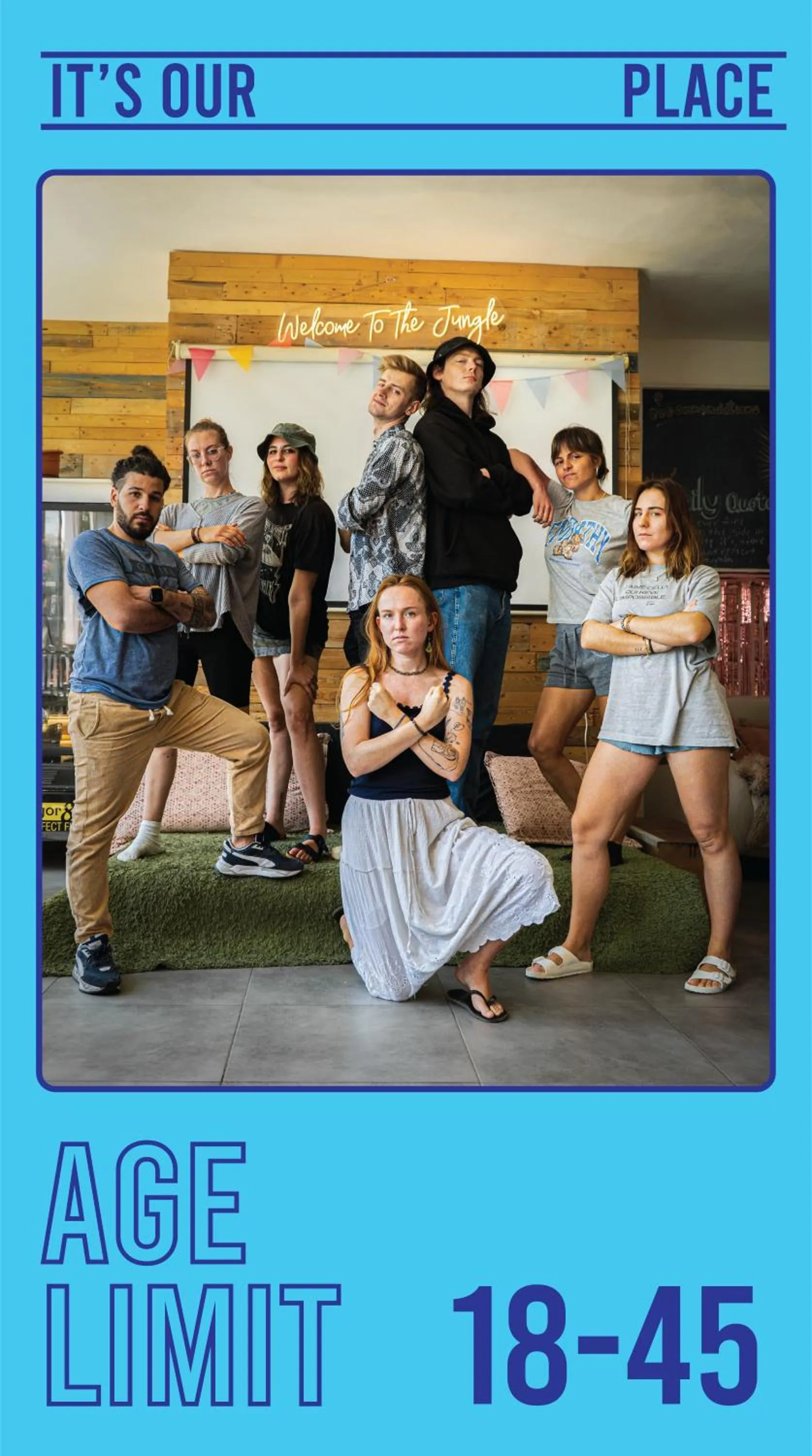 People in Jungle Jaffa Hostel Age 18 to 45