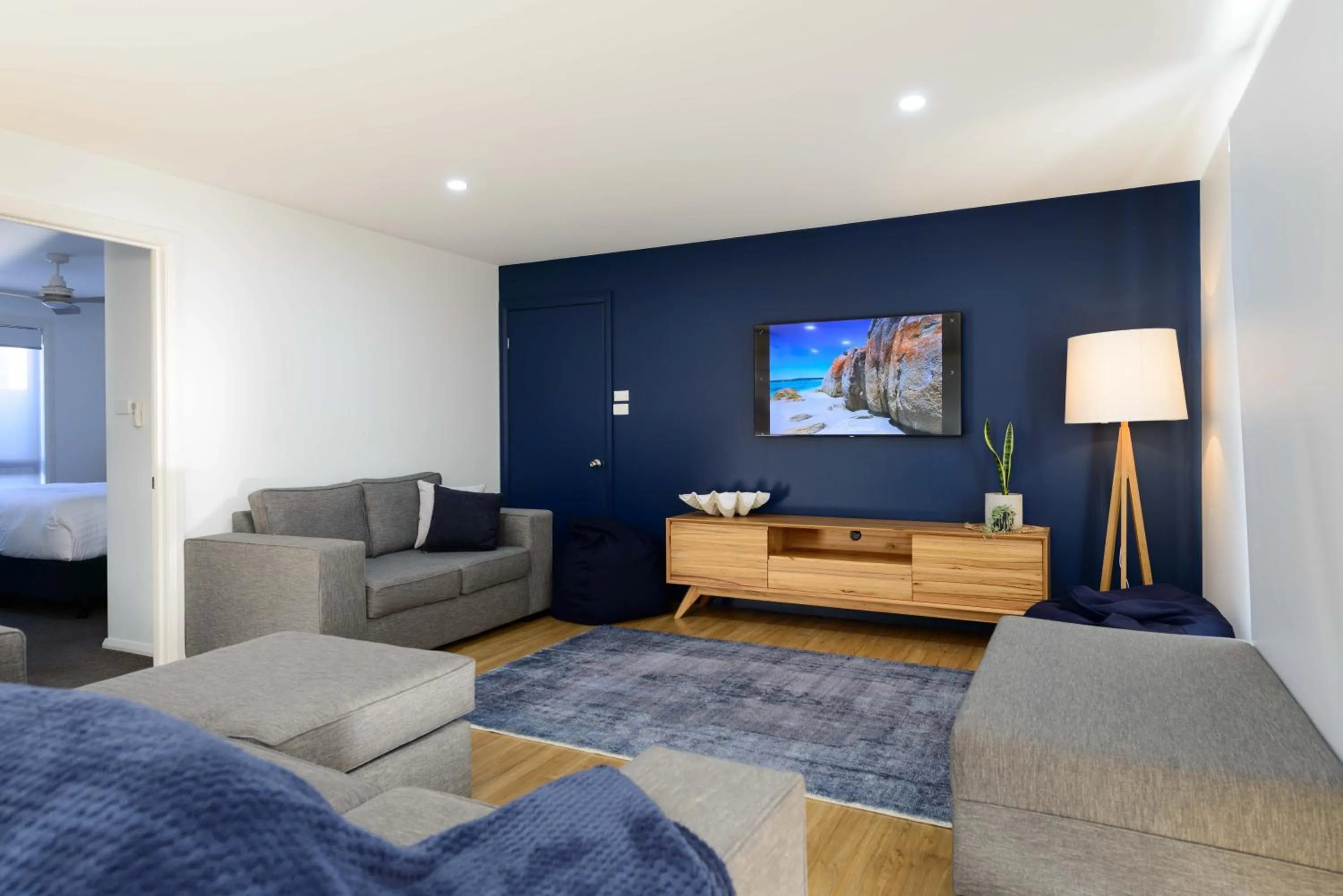 Living room in Georges Bay Apartments