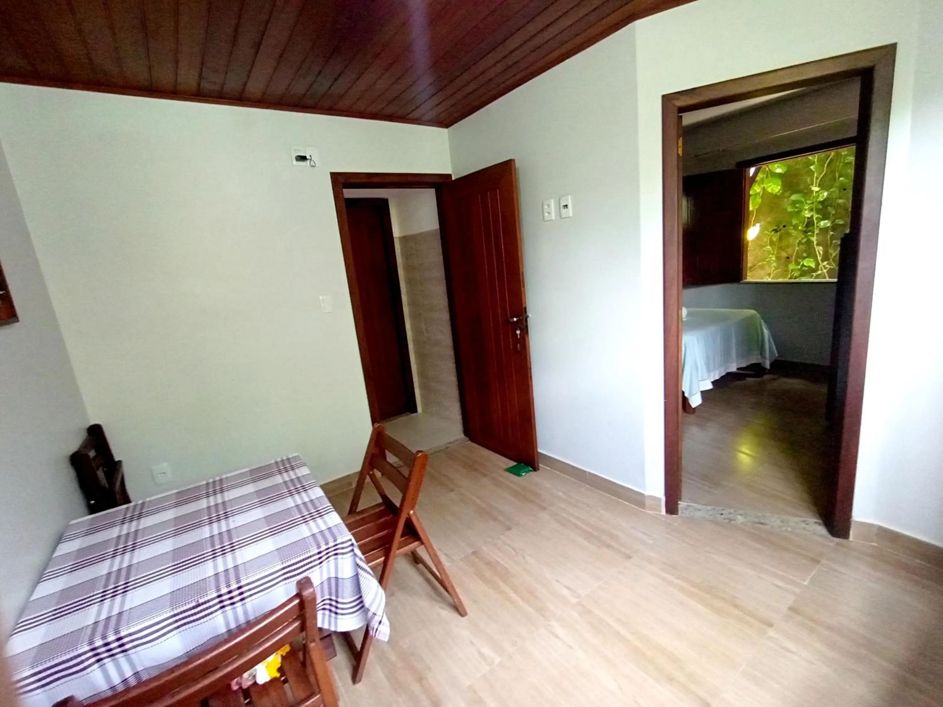 Kitchen or kitchenette, Bed in Pousada Lagoa Flat