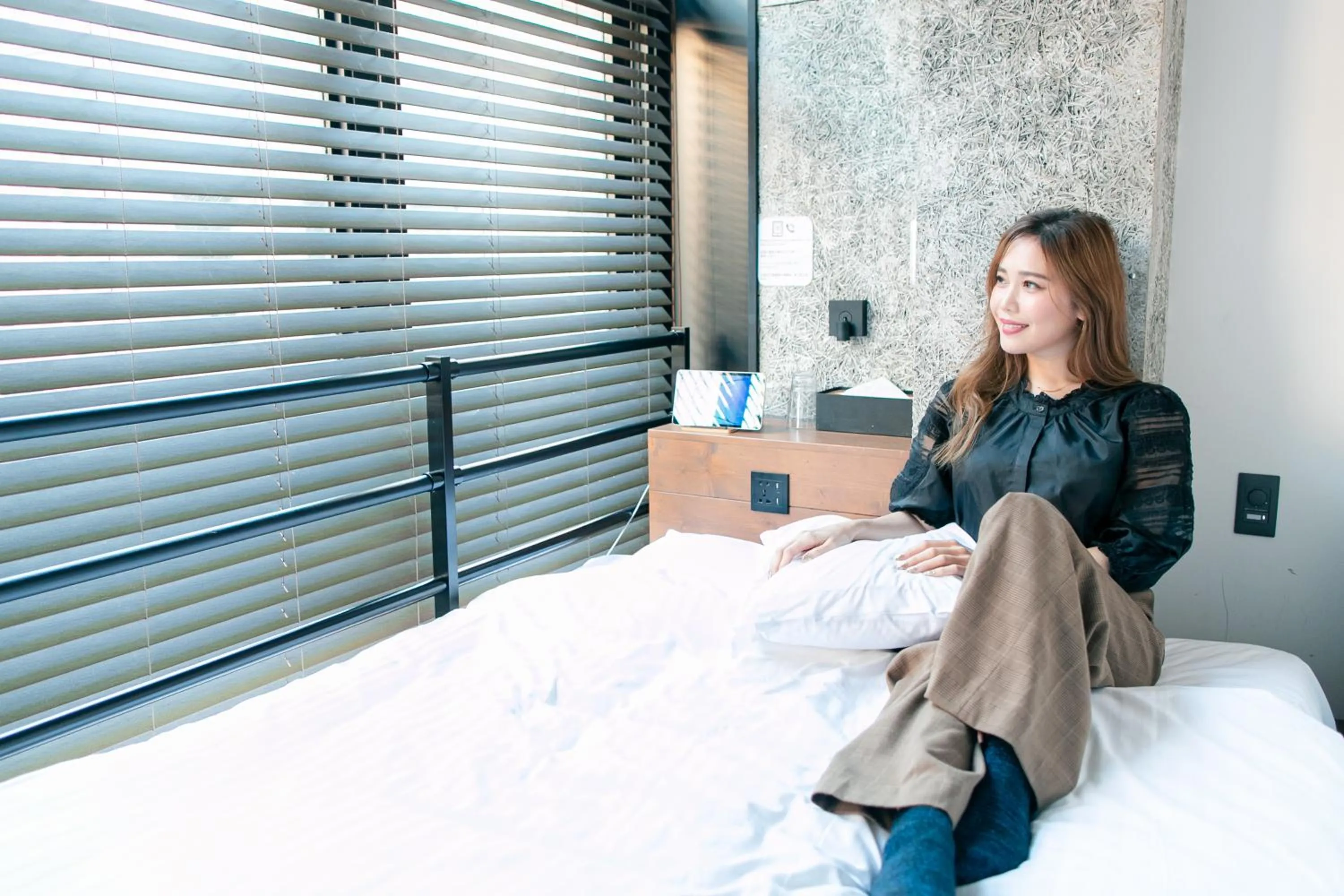 Bed in mizuka Daimyo 4 - unmanned hotel -