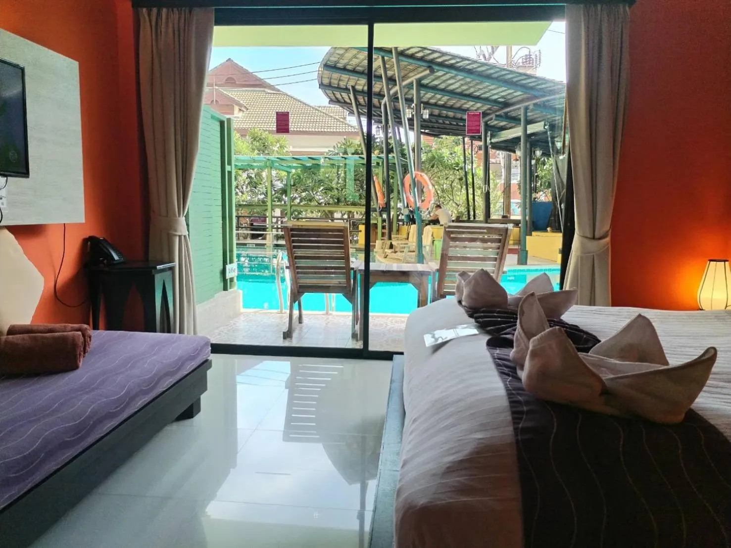 Pool view, Bed in Bhundhari Chaweng Beach Resort Koh Samui - SHA Plus