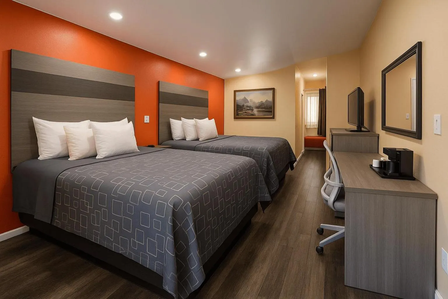 Bed in Pinconning Trail Inn Motel