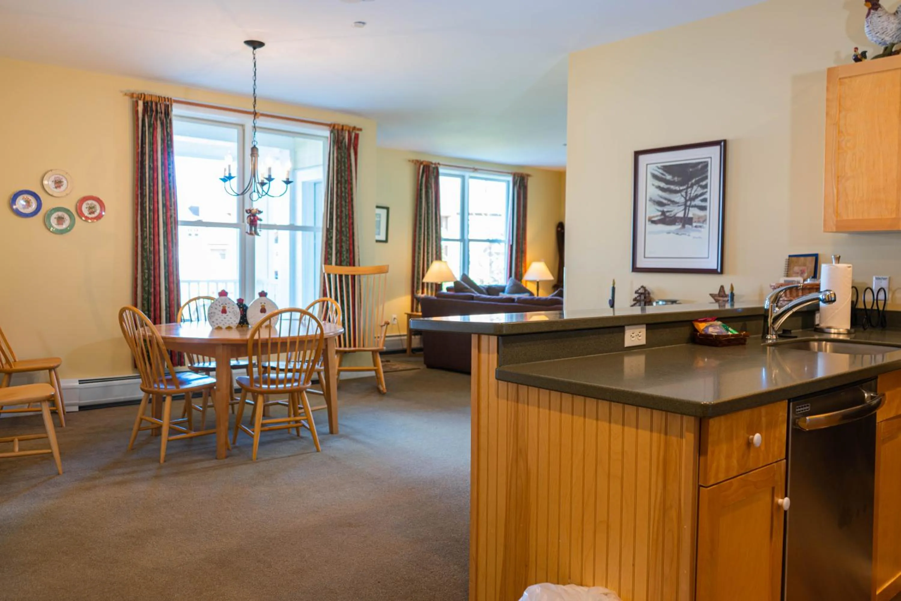 Dining area in Long Trail House Condominiums at Stratton Mountain Resort