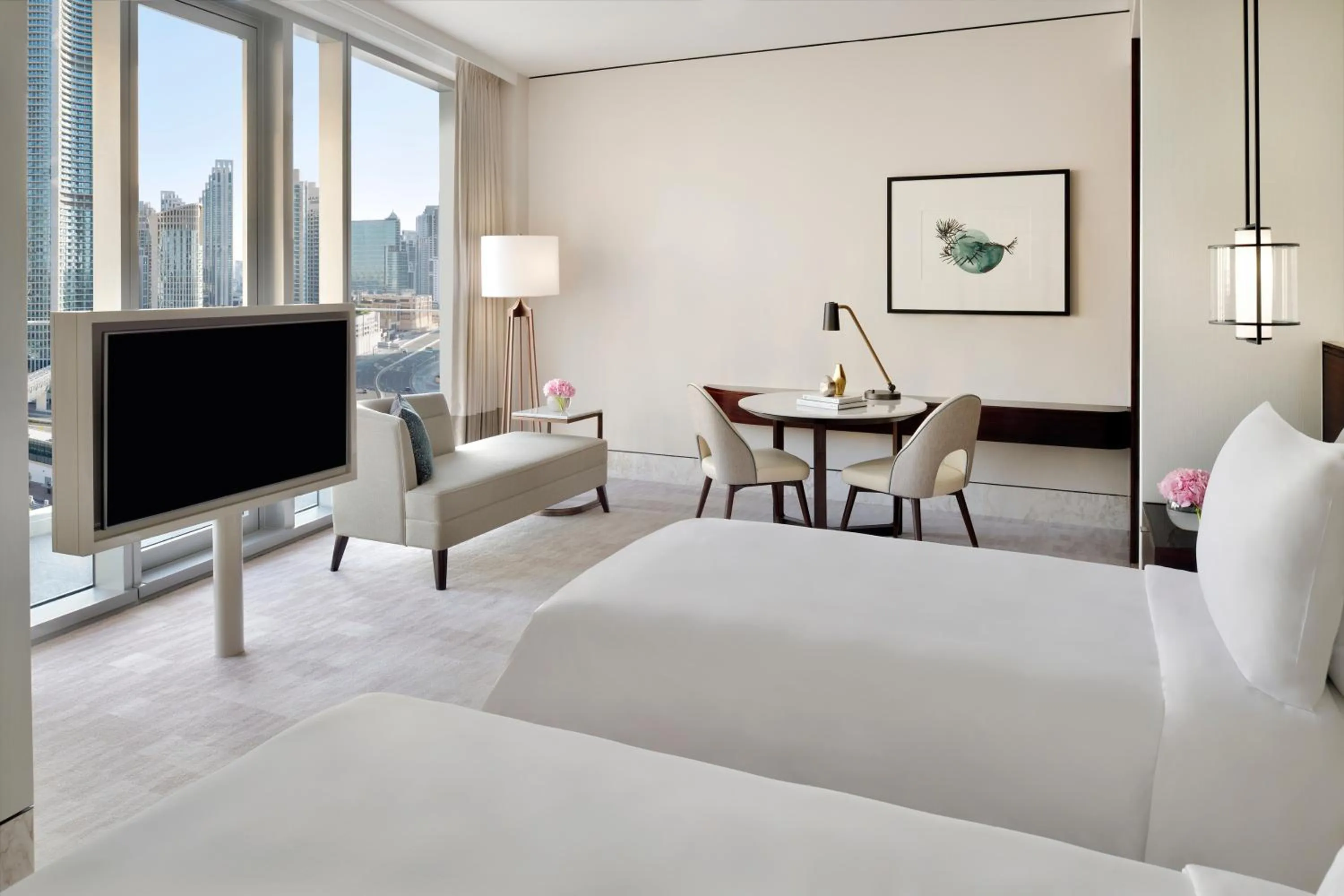 Seating area, Bed in Address Sky View, Downtown Dubai