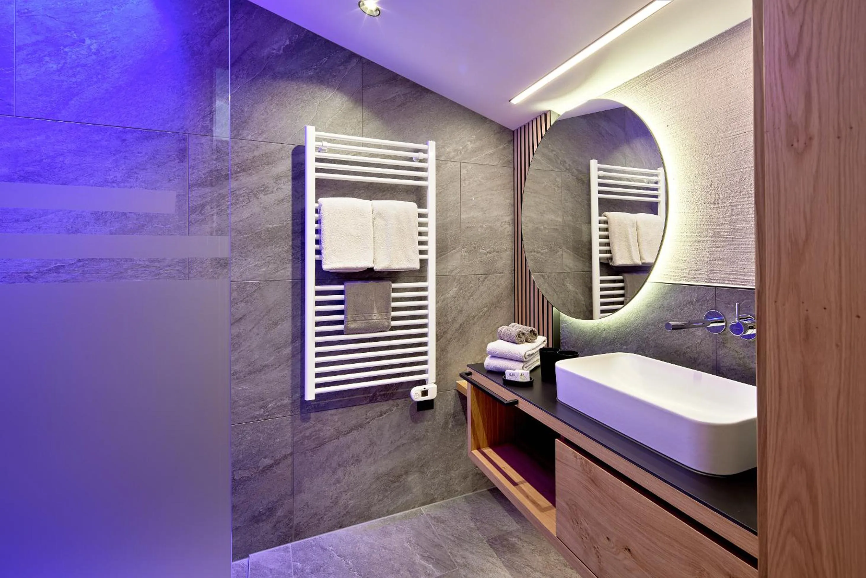 Bathroom, Bed in Panorama Samnaun