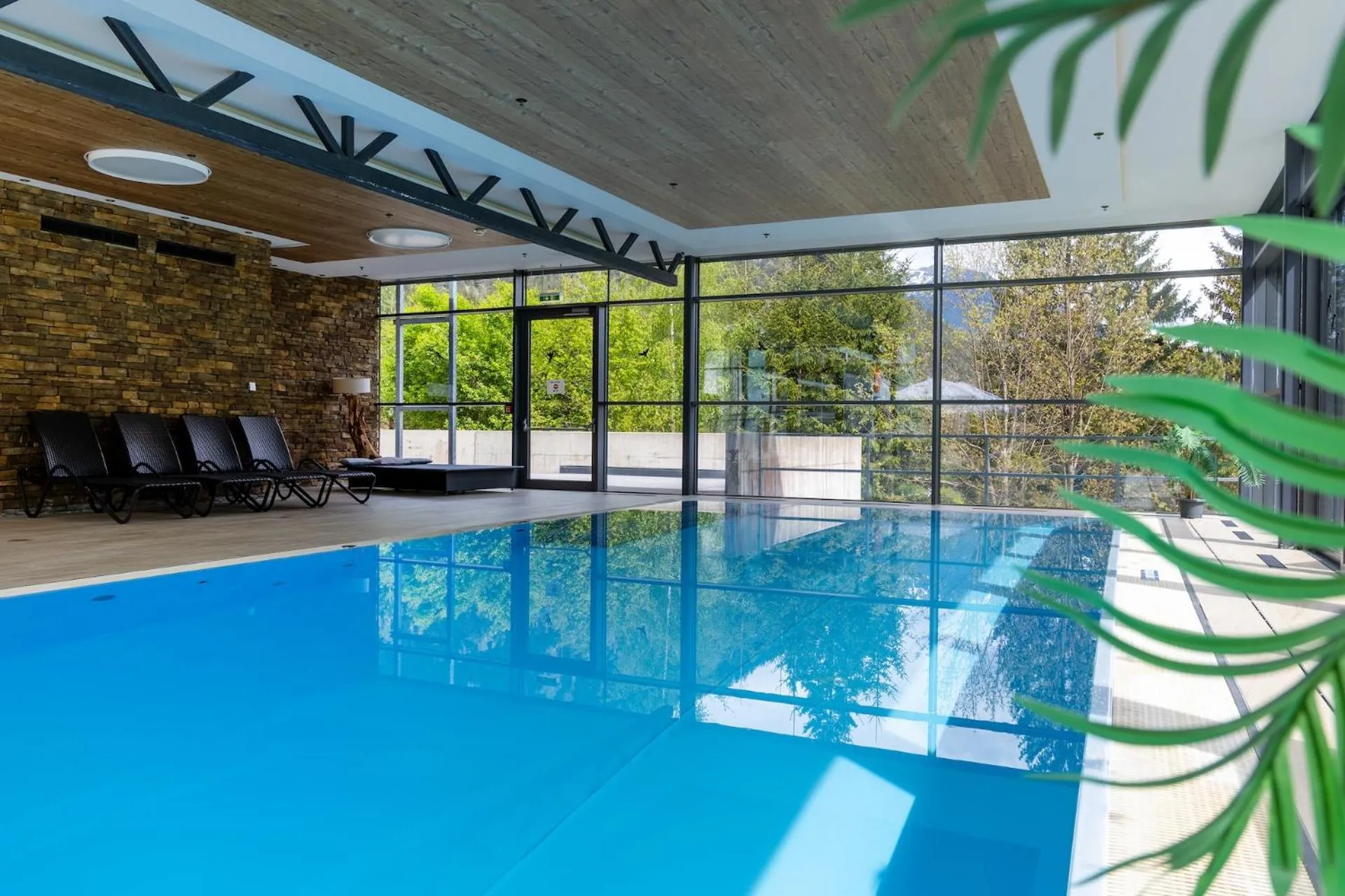 Pool view in DORMERO BeHo Zugspitze