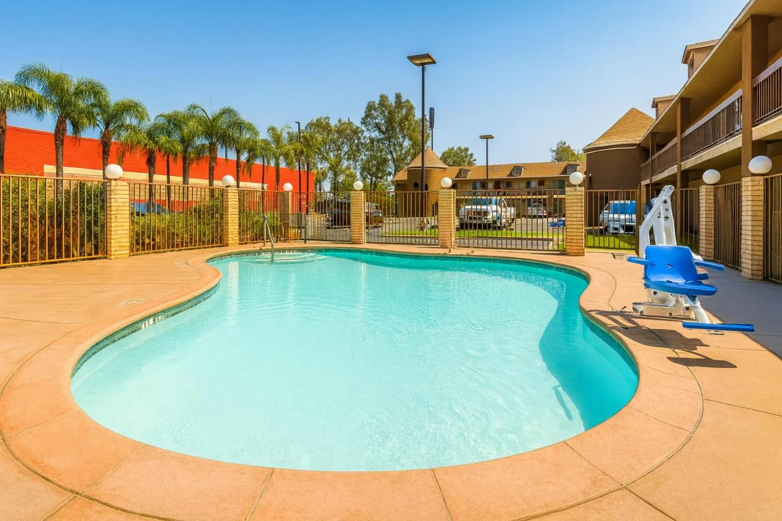 Swimming pool in Super 8 by Wyndham Bakersfield South CA
