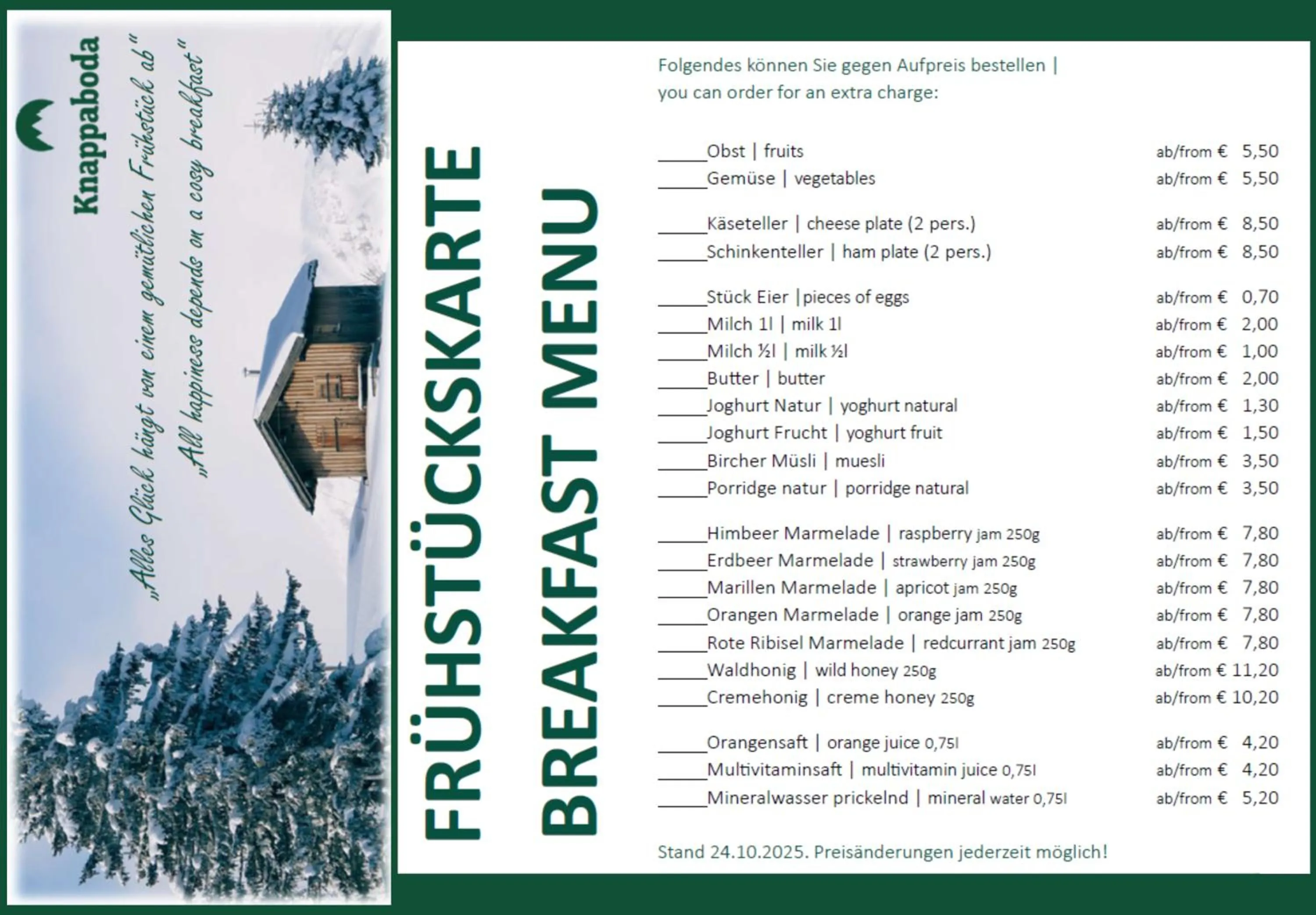 Breakfast in Appart Hotel Knappaboda